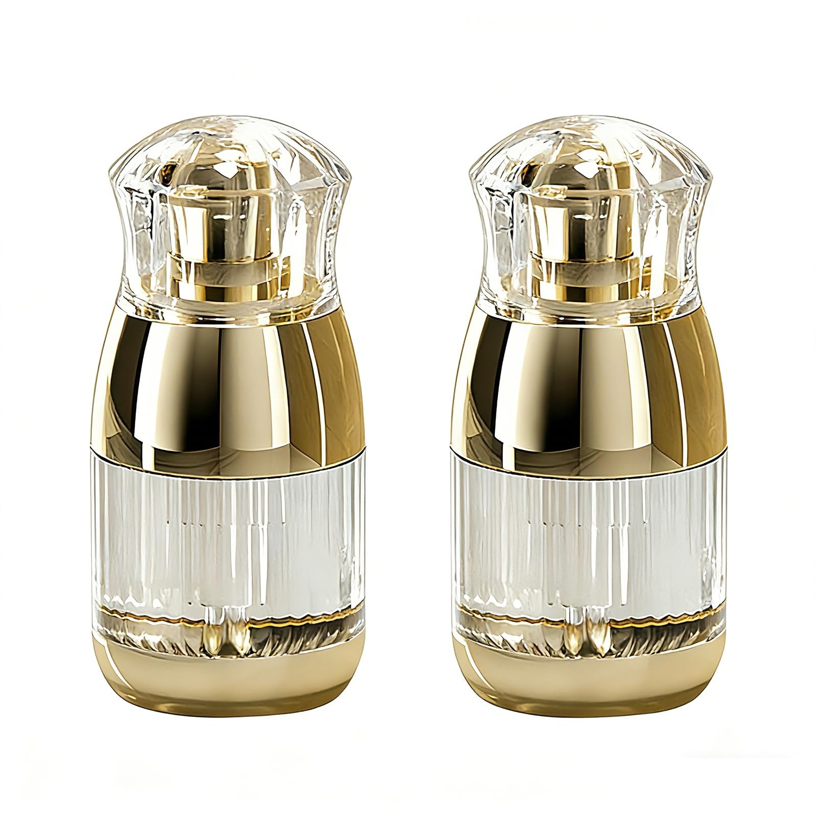 2PCS 30ml 1oz Empty Clear Plastic Foundation Pump Bottles with Gold Pump Head...
