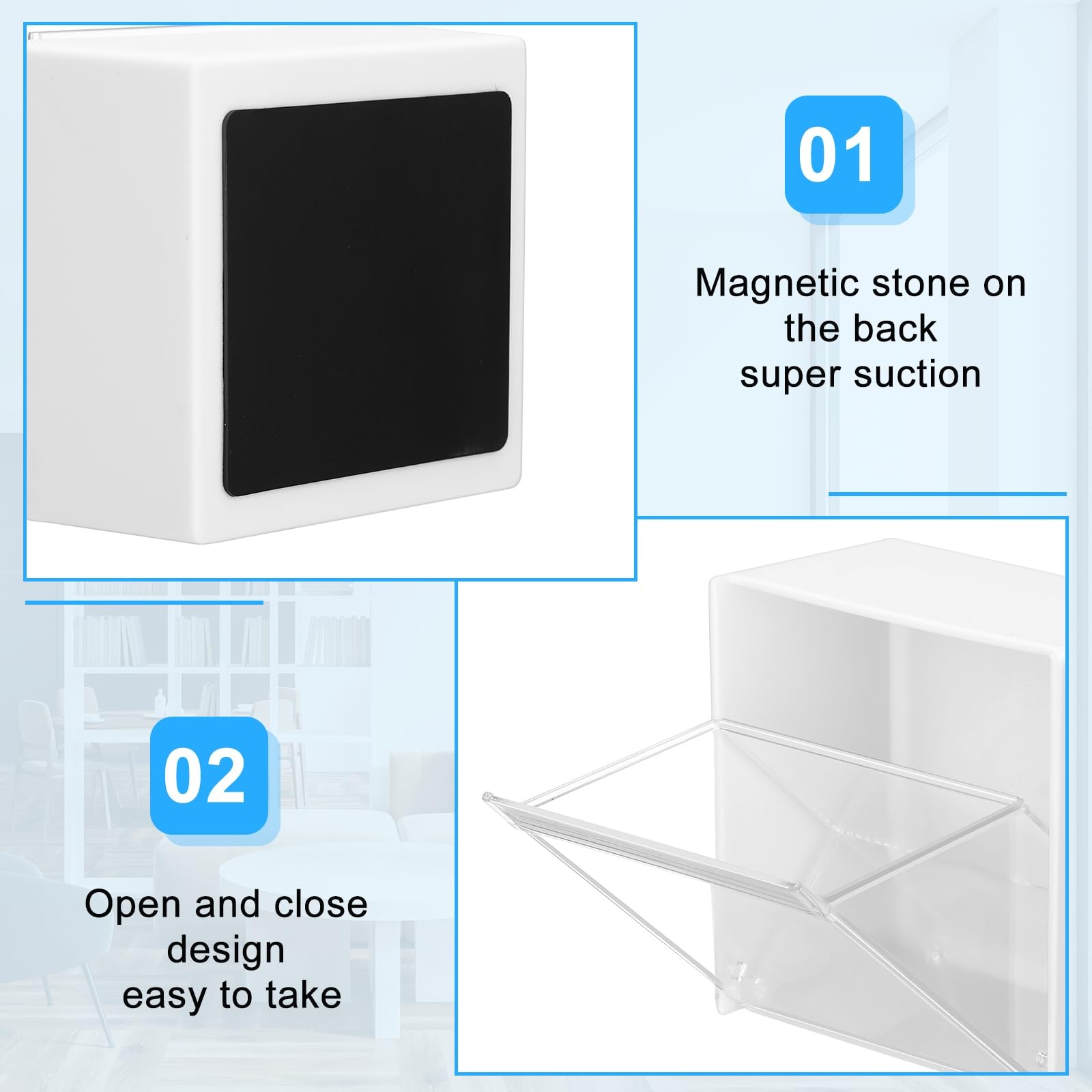 4 Pcs Small Pegboard Bins Magnetic Pegboard Containers clear Square Plastic B...