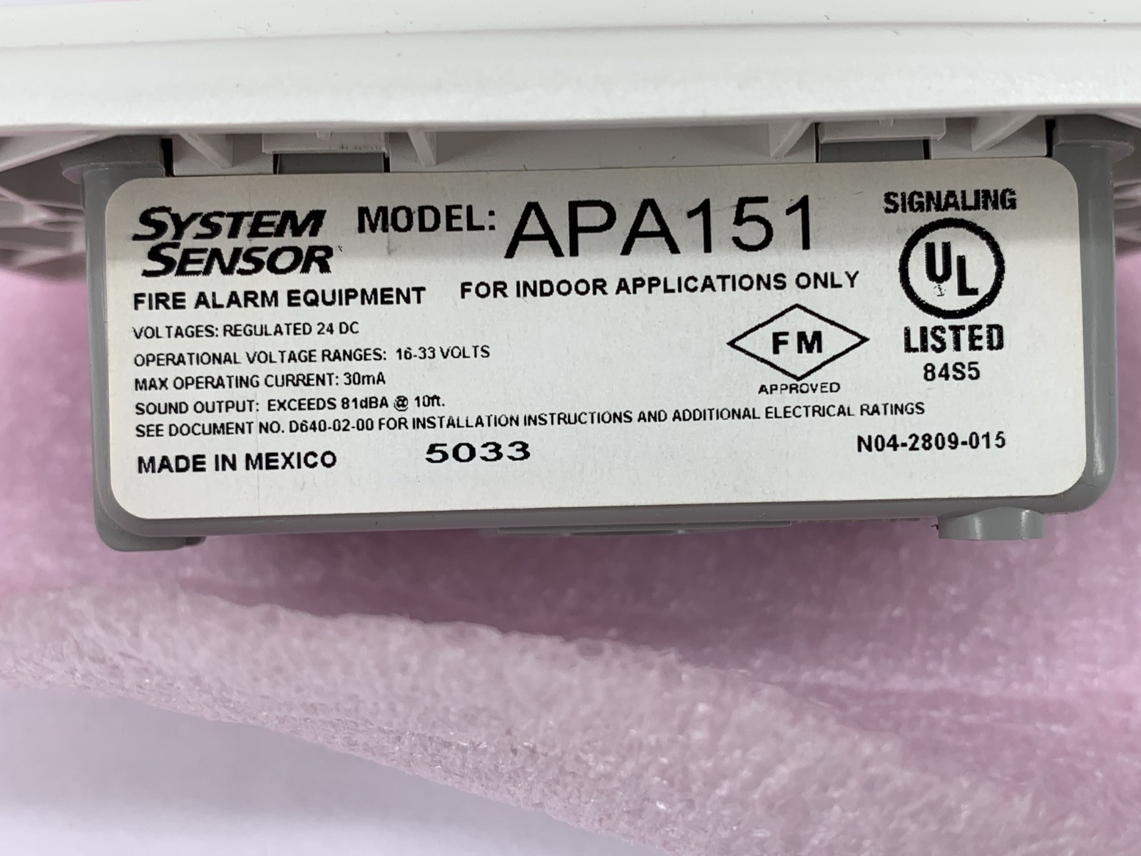 System Sensor APA151 Remote Annunciator w/Piezo Alarm