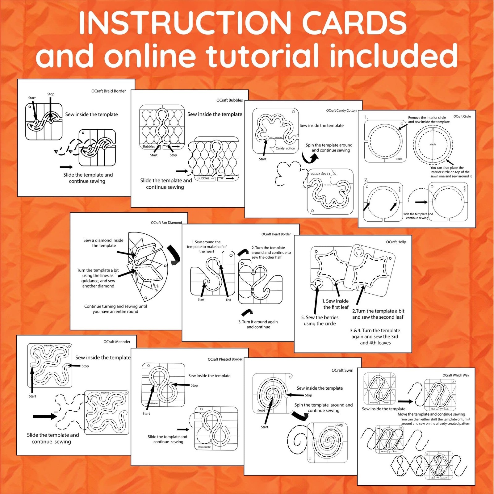 Free Motion Quilting Rulers Templates 11 PCS Low Shank Patchwork Sewing Set