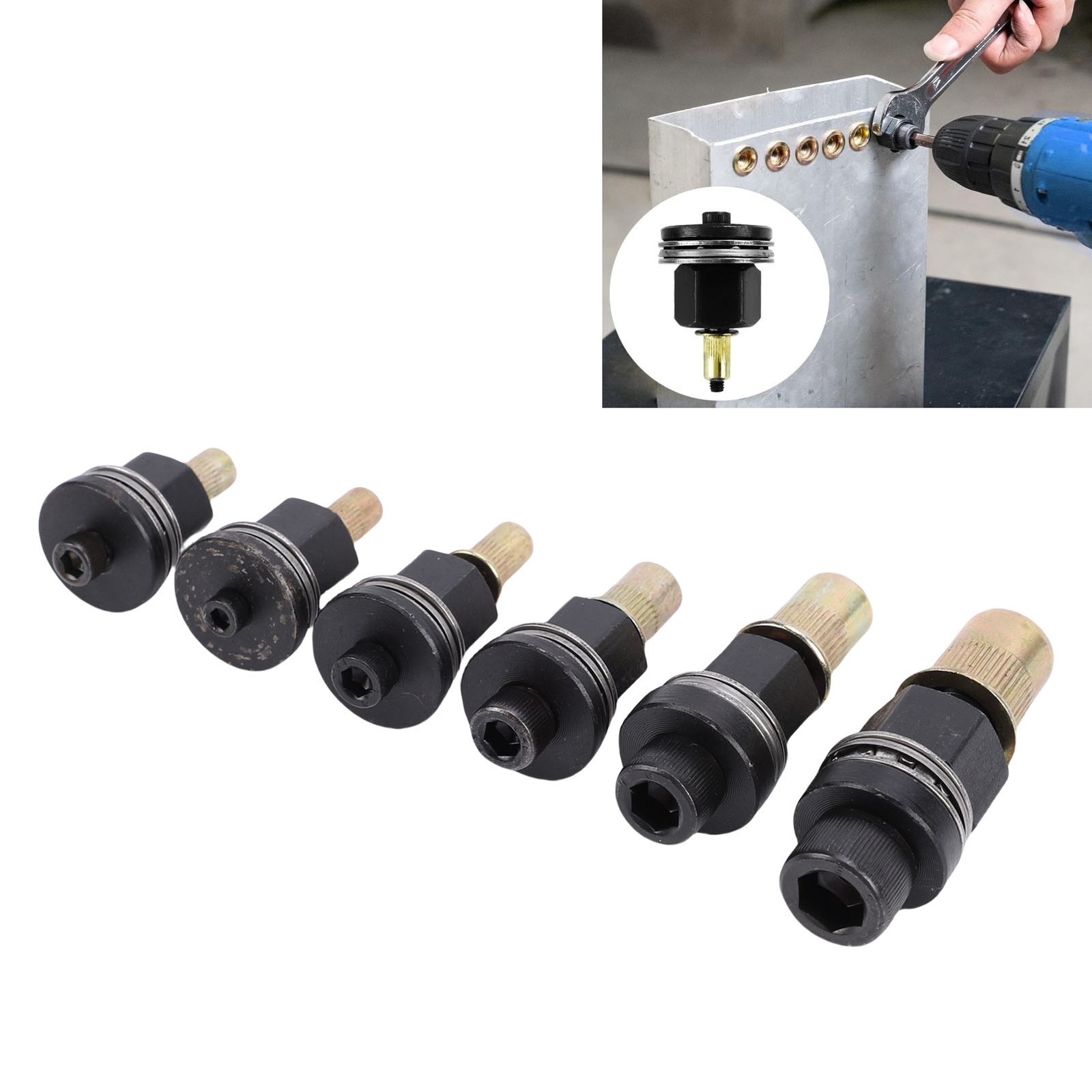 6-Piece SAE & Metric Rivet Nut Tool Set Manual Rivet Nut