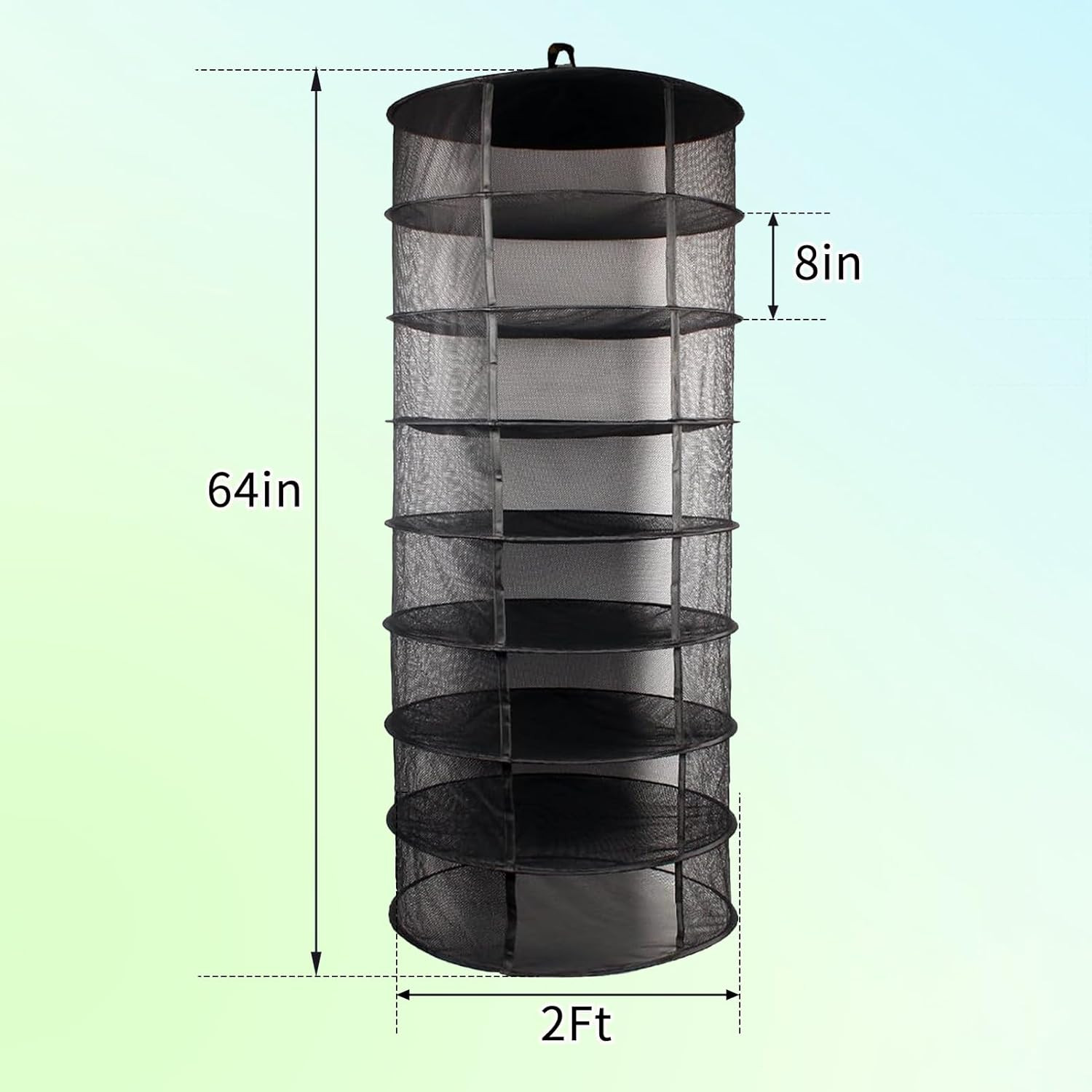 Herb Drying Rack, 2Ft Diameter 8 Tiers Hanging Mesh Drying Rack W/Garden Pruning