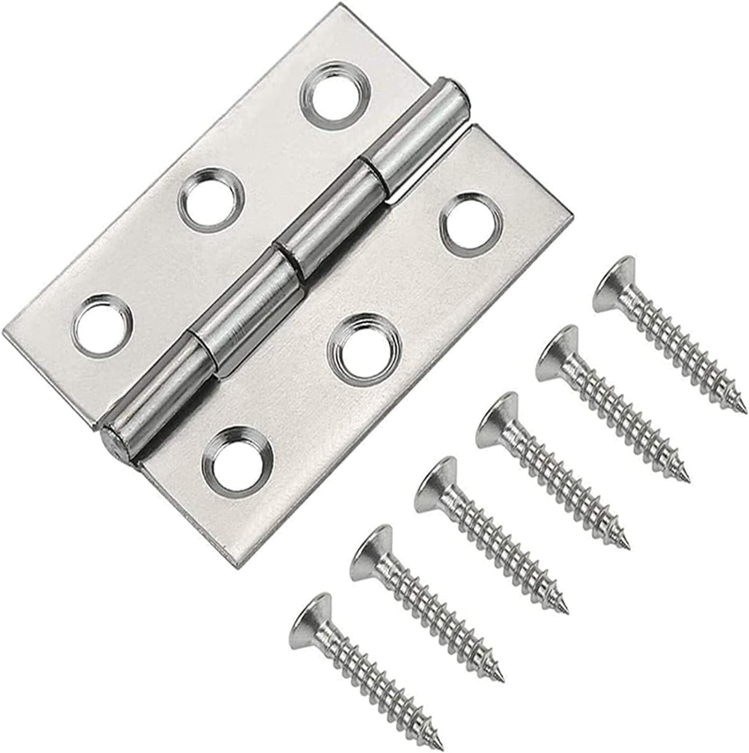 20Pcs Stainless Steel Folding Hinge 2 Inch for Wooden Box Small Craft 120 Screws