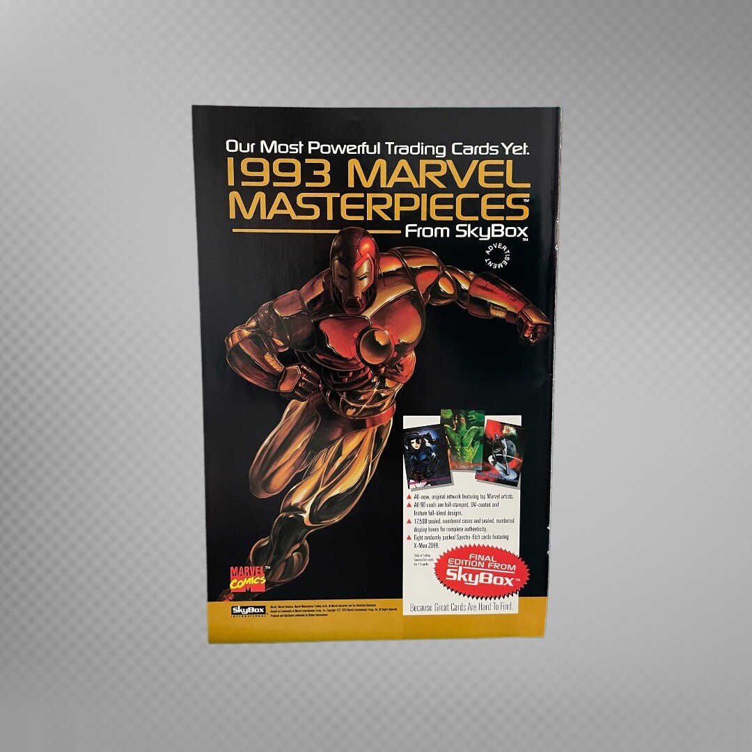 1993 Marvel Masterpieces SkyBox Cards Original Print Ad 90's Iron Man