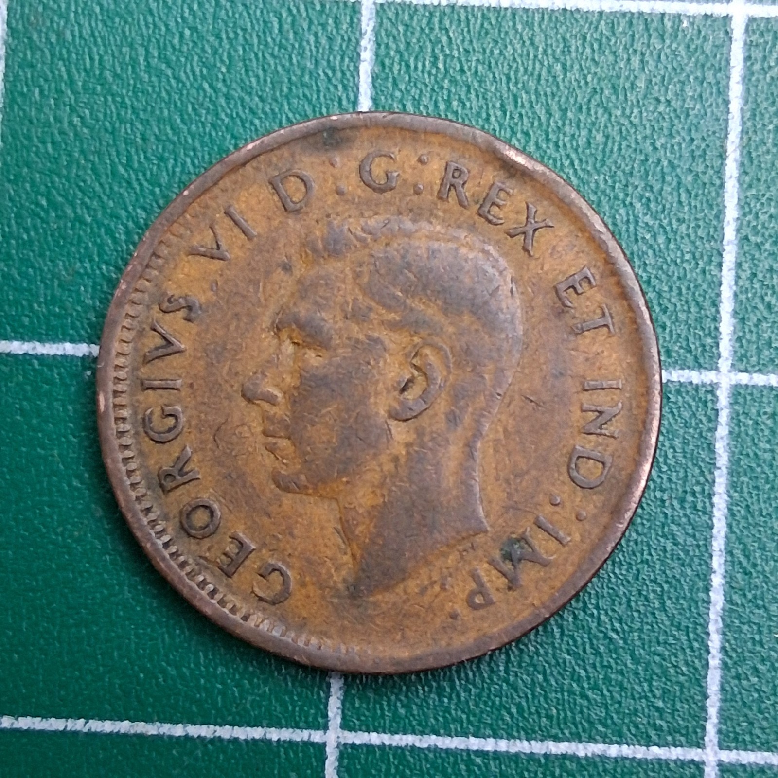1943 Canada 1 Cent King George VI / Maple Leaf Bronze Coin