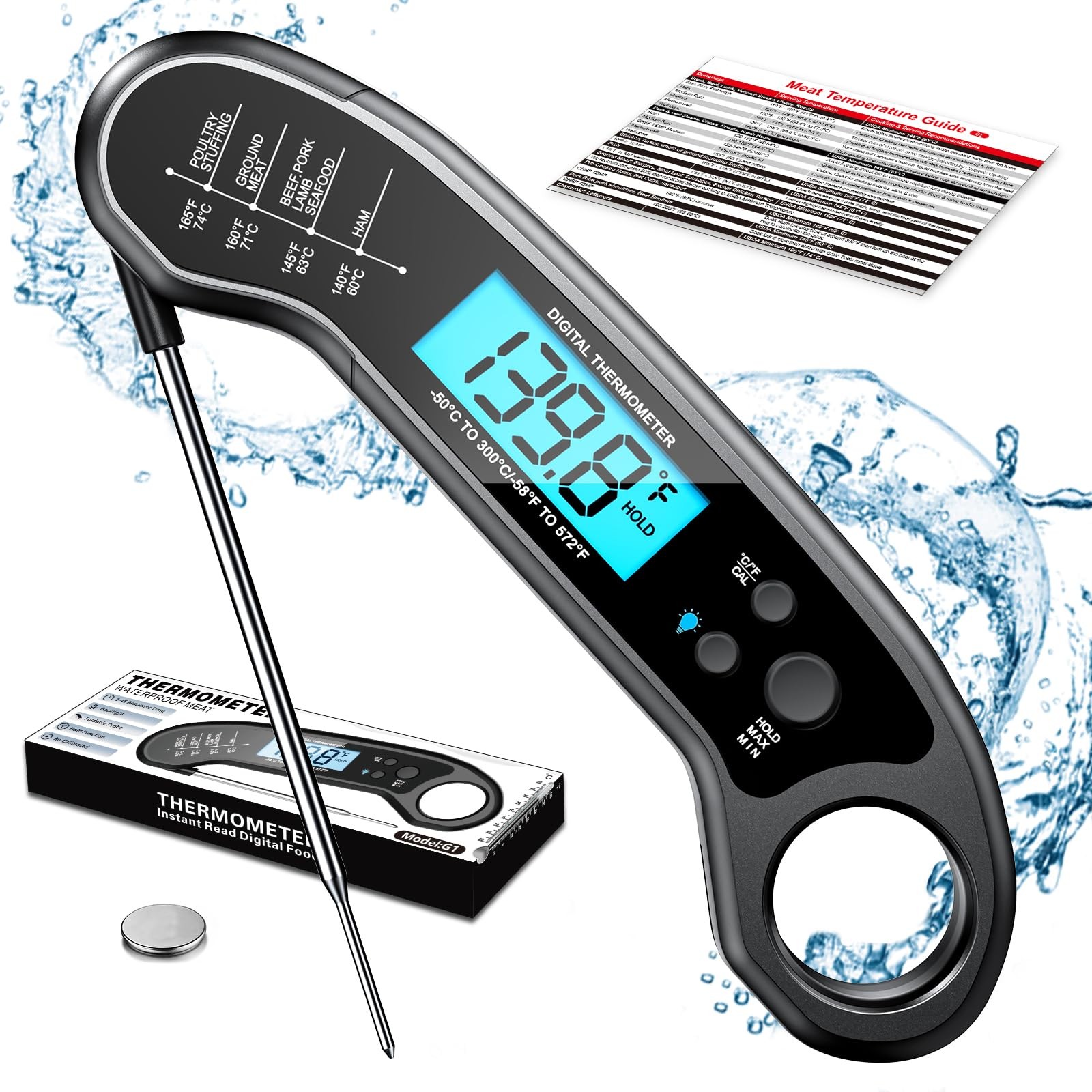 Meat Thermometer Digital, Instant Read Meat ThermometerI for Grill and Cookin...