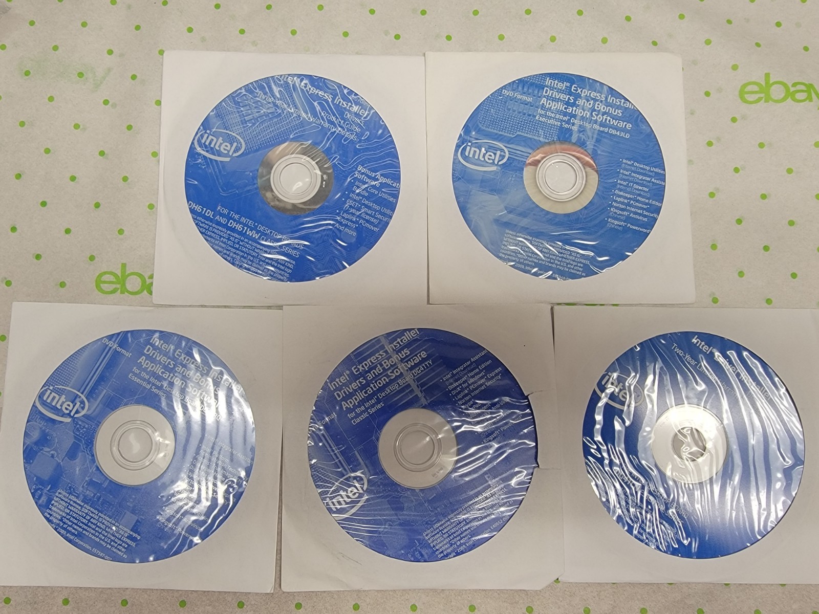 LOT OF (5) Intel Express Installer CDs DB43LD DG41TY DG41RQ DG41CN DH61DL/DH61WW
