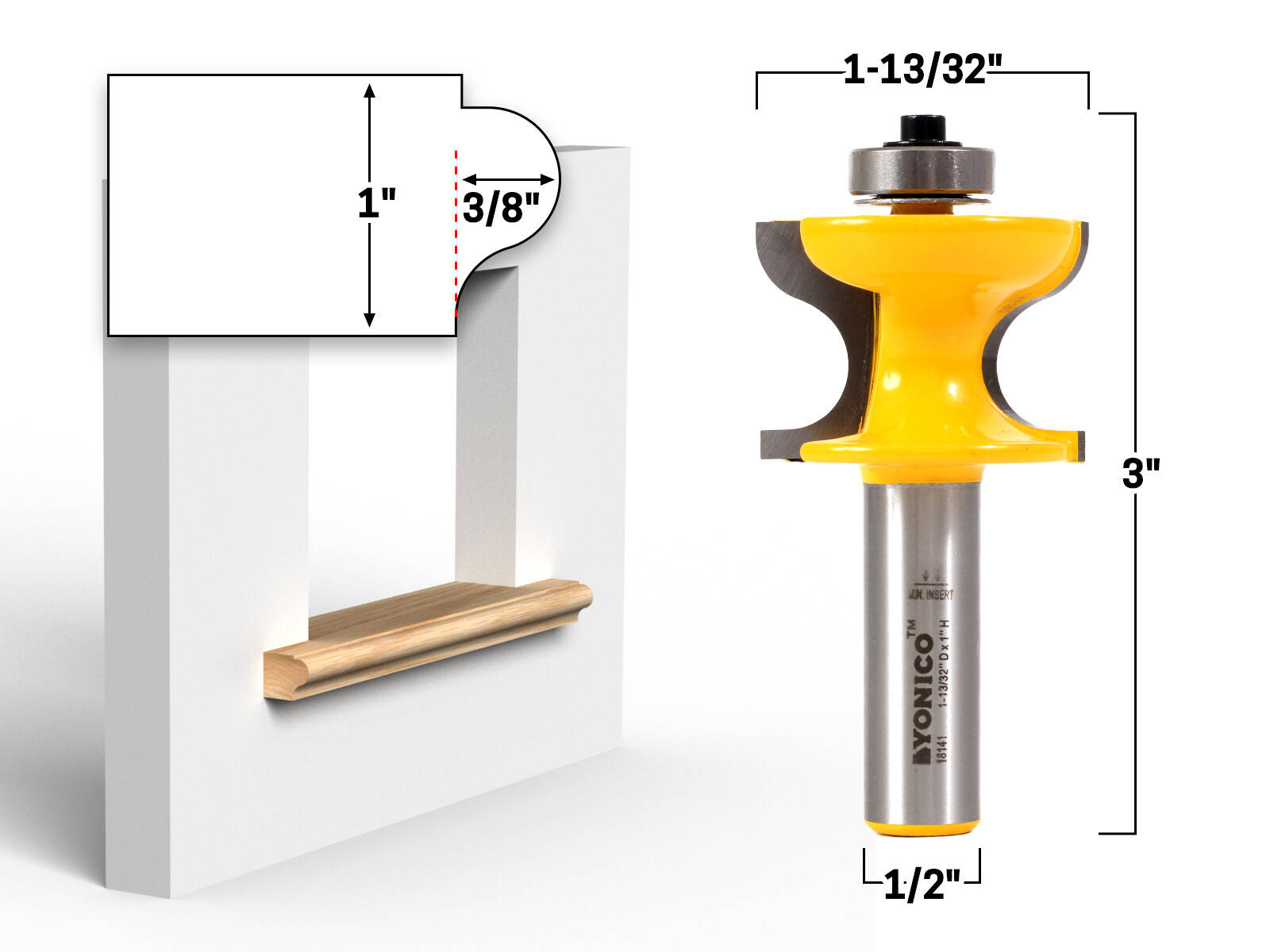 1" Window Sill Router Bit - 1/2" Shank - Yonico 18141