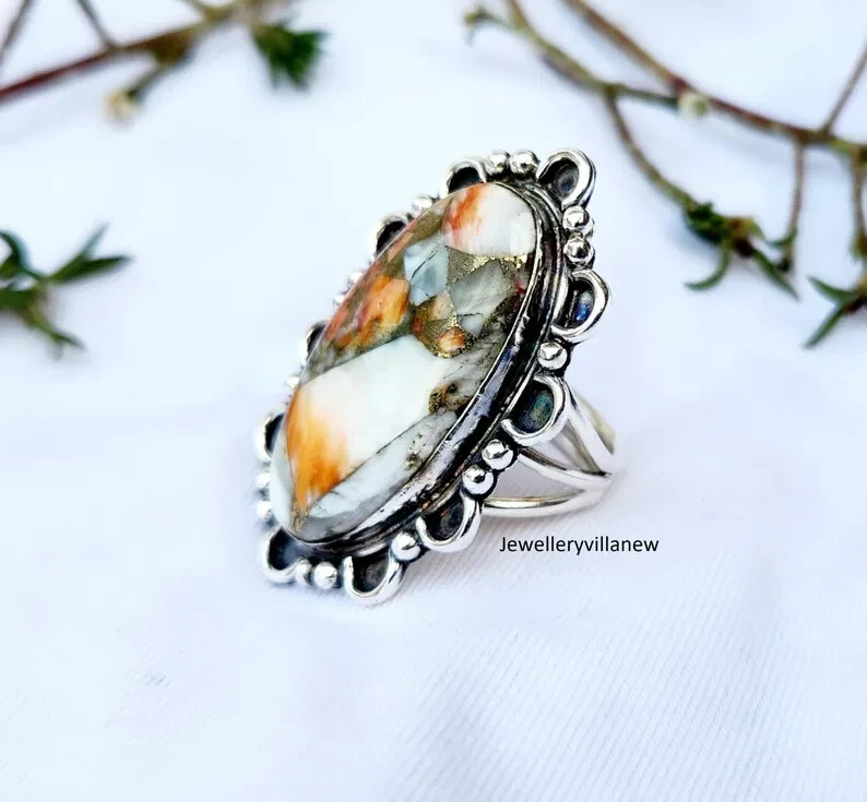 Oyster Turquoise 925 Sterling Silver Band& Statement Ring Handmade Ring All Size