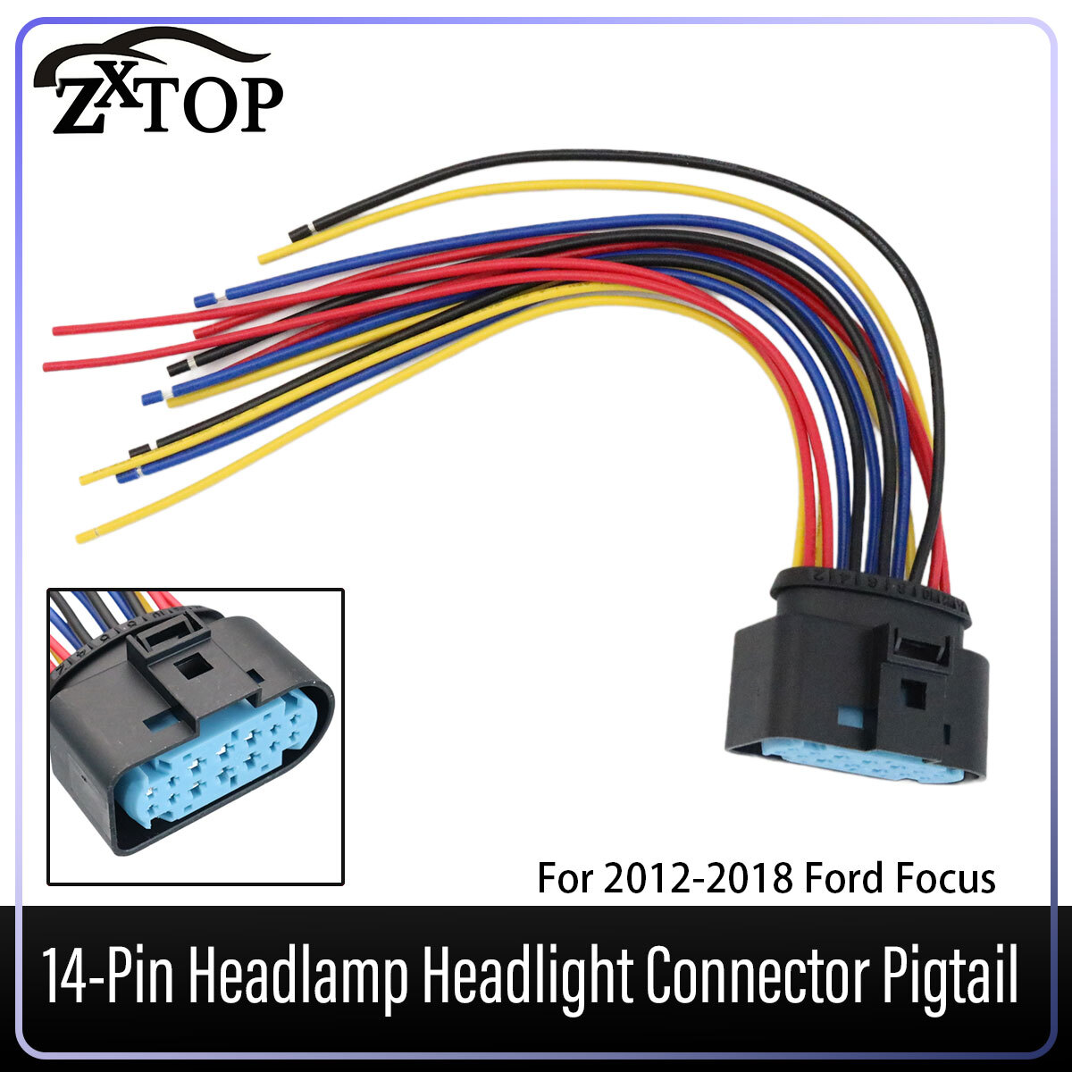Headlamp Headlight Connector Pigtail For 2012-2018 Ford Focus 14-Pin