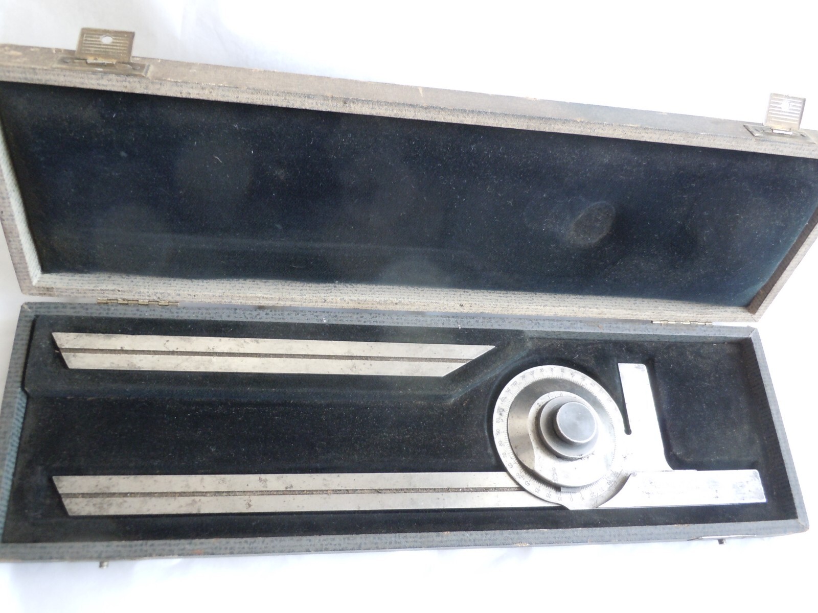 SOMET Precision Bevel Protractor 8" / 11-3/4" w/ Case Made in Czechoslovakia