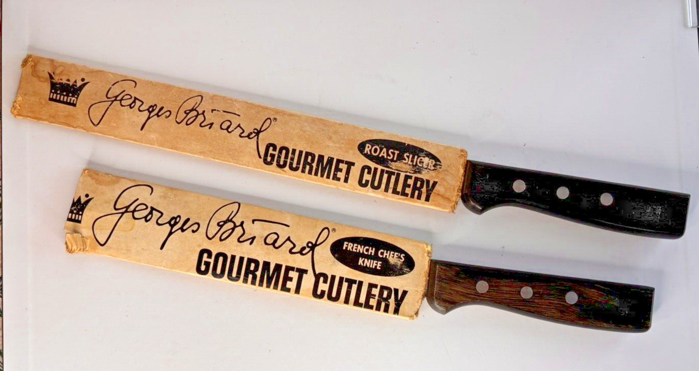 George Briard MCM French Chef's + Carver Knife Japan Stainless Paper Sleeve 60s