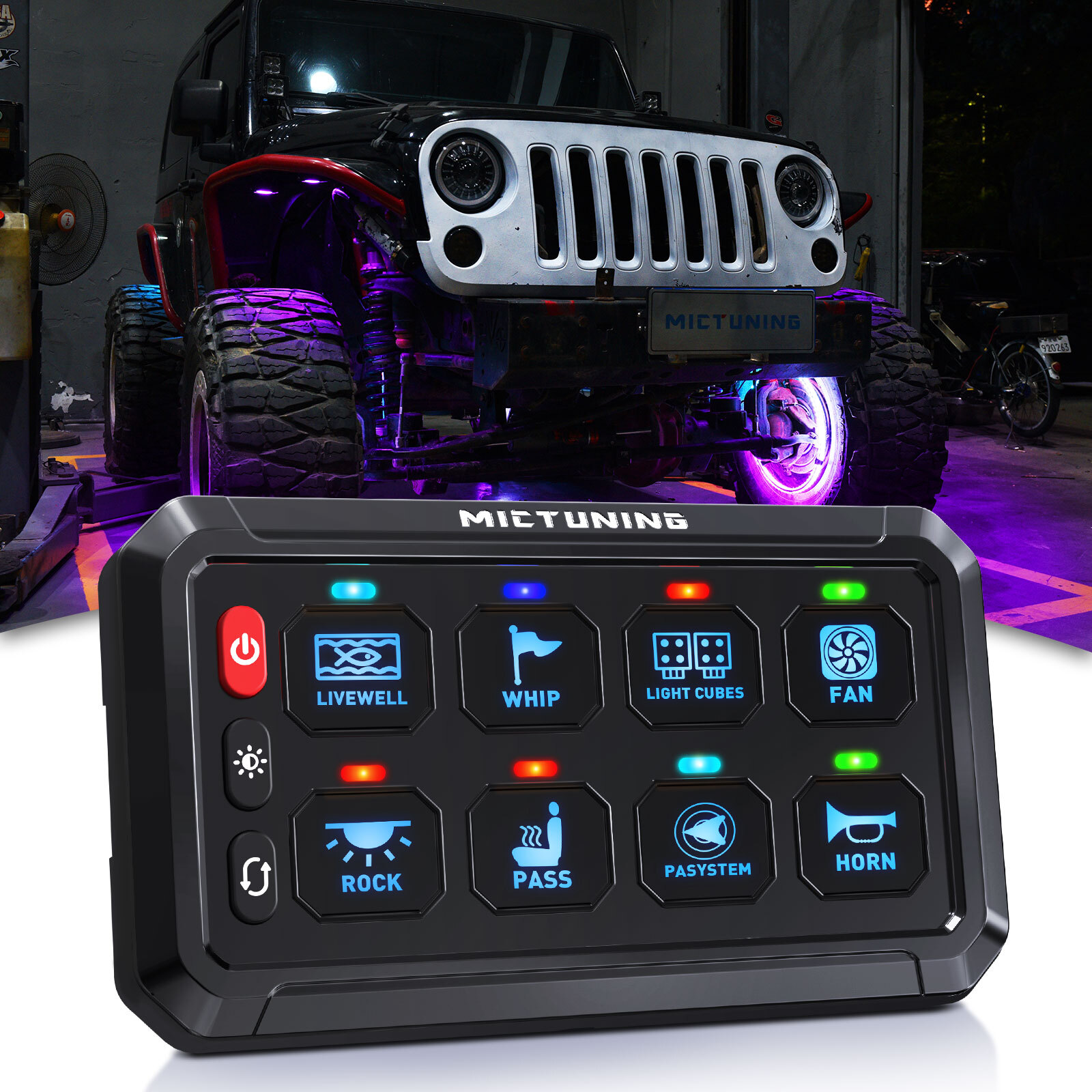MICTUNING 8 Gang Switch Panel LED Circuit Control Relay System Box Truck Marine