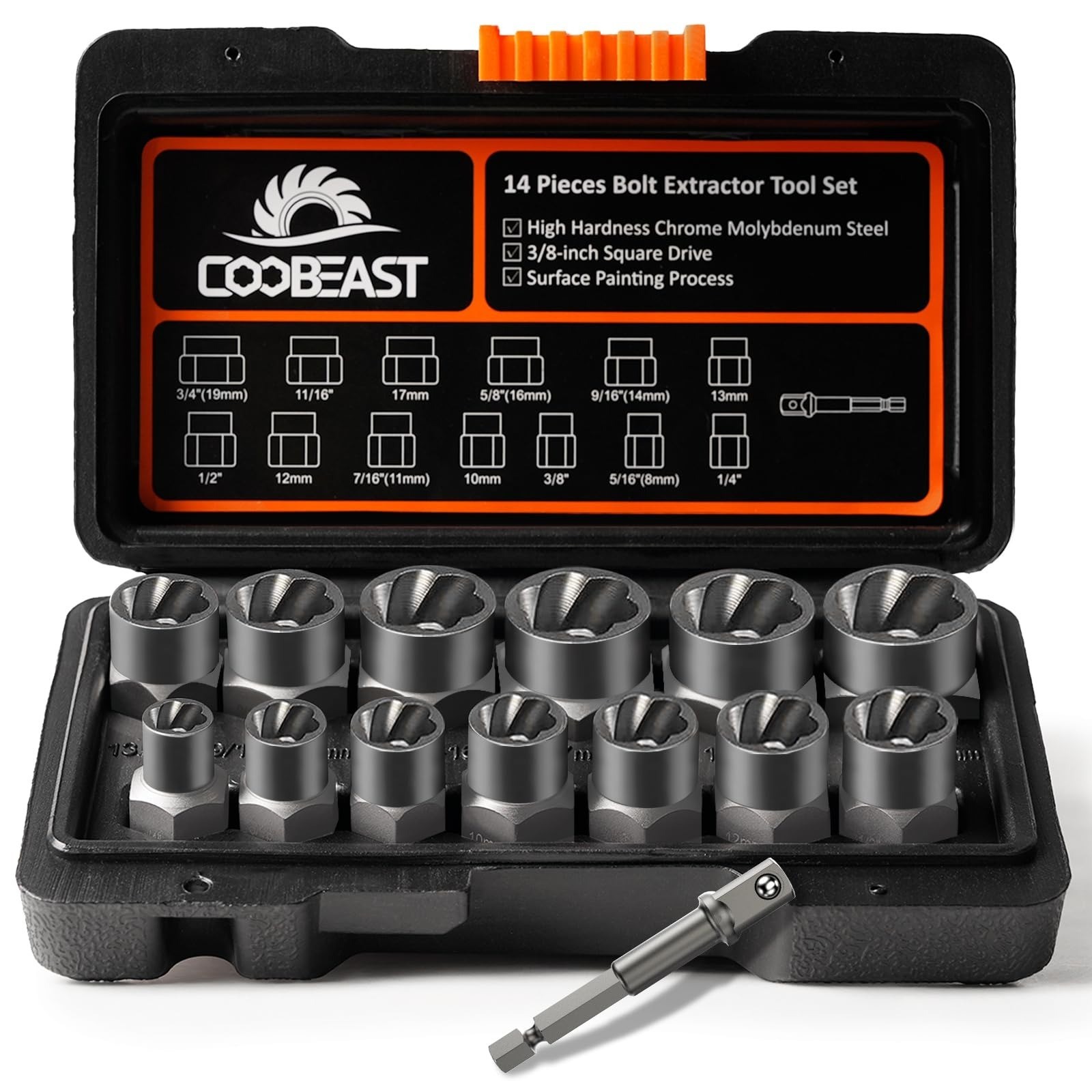 26Pcs Bolt Extractor Kit, Left Hand Drill Bit, Heavy Duty Tool Set