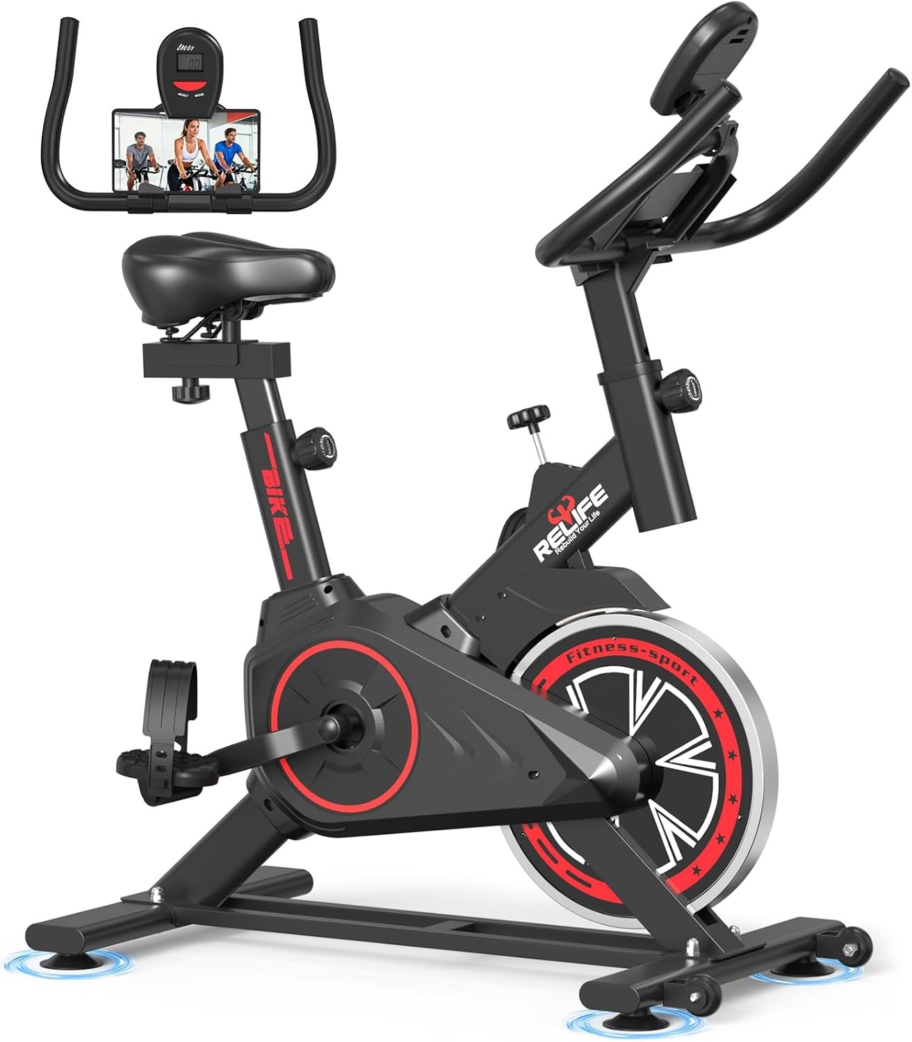 Exercise Bike Stationary Indoor Cycling Bike with Silent Belt Drive Home Cardio