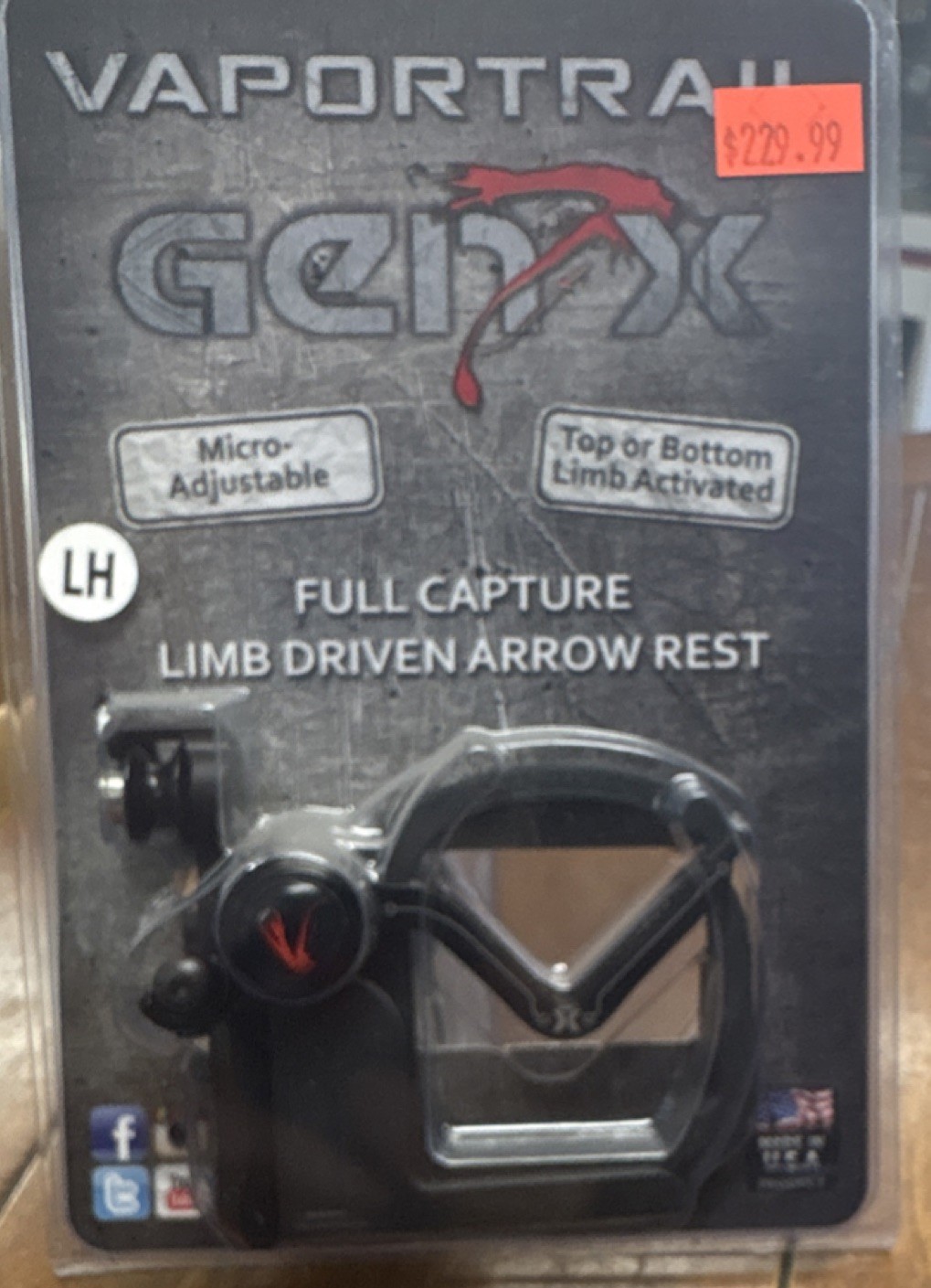 Vapor Trail Gen 7X Full Capture Limb Driven Drop Away Rest Compound Bow LH Black