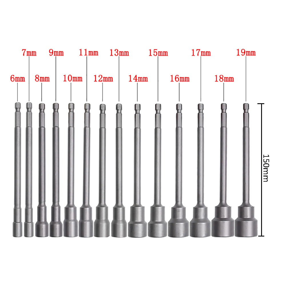 1/4" Metric Hex Magnetic Nut Driver Socket 6mm-24mm Extra Long Impact Drill Bits