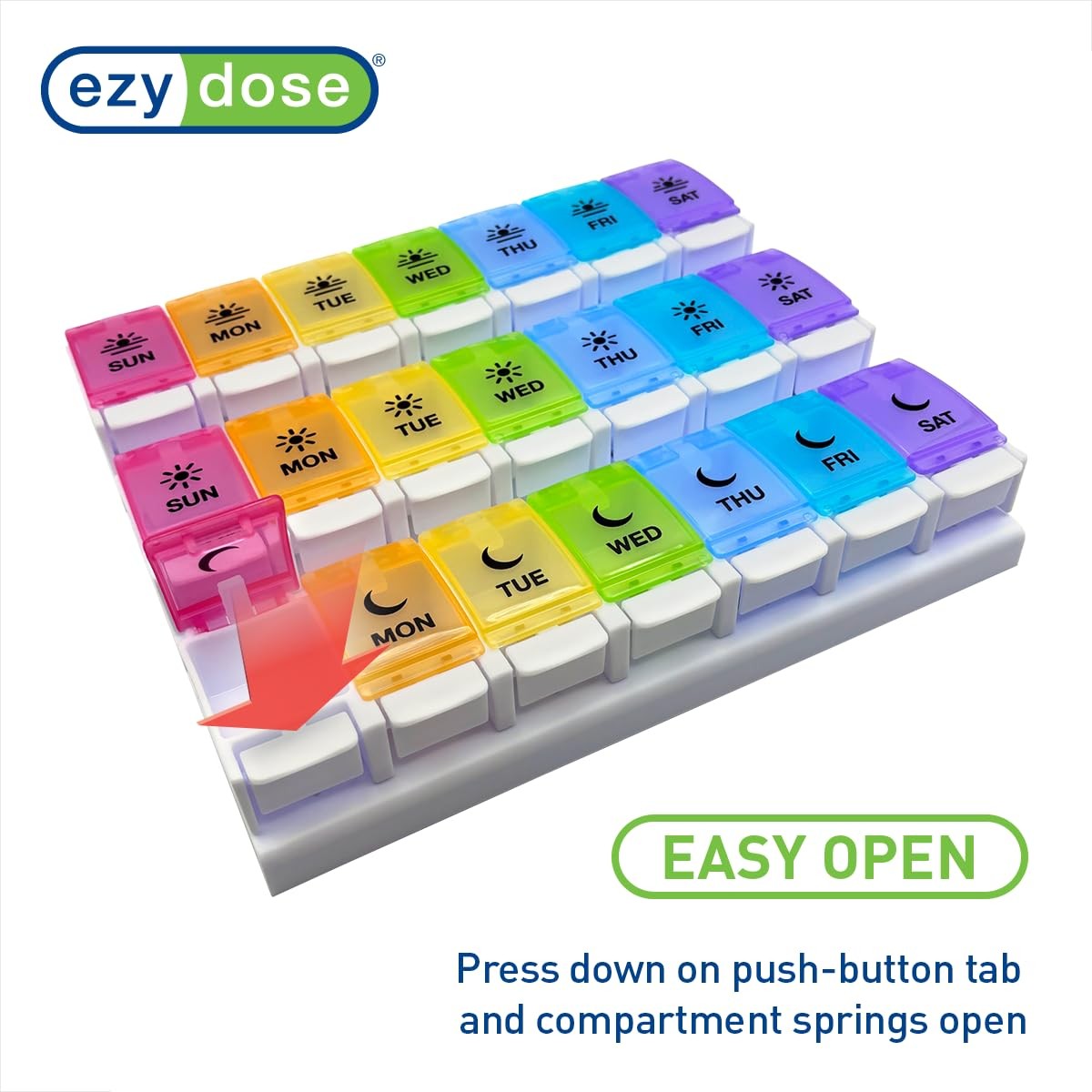 Weekly (7-Day) Pill Case, Daily Medicine Planner, Vitamin Organizer Container