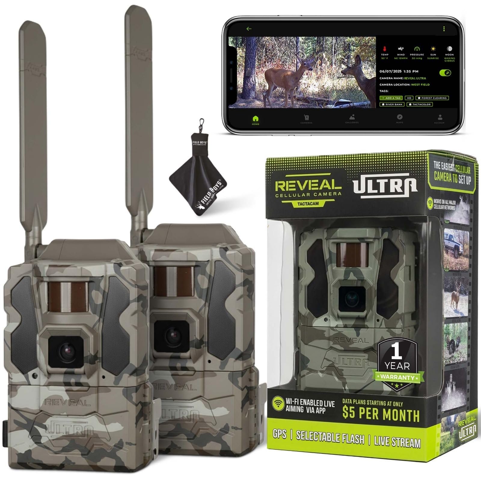 TACTACAM Reveal Ultra Cellular Trail Camera – 4K Photo, 1080P Video, Live...