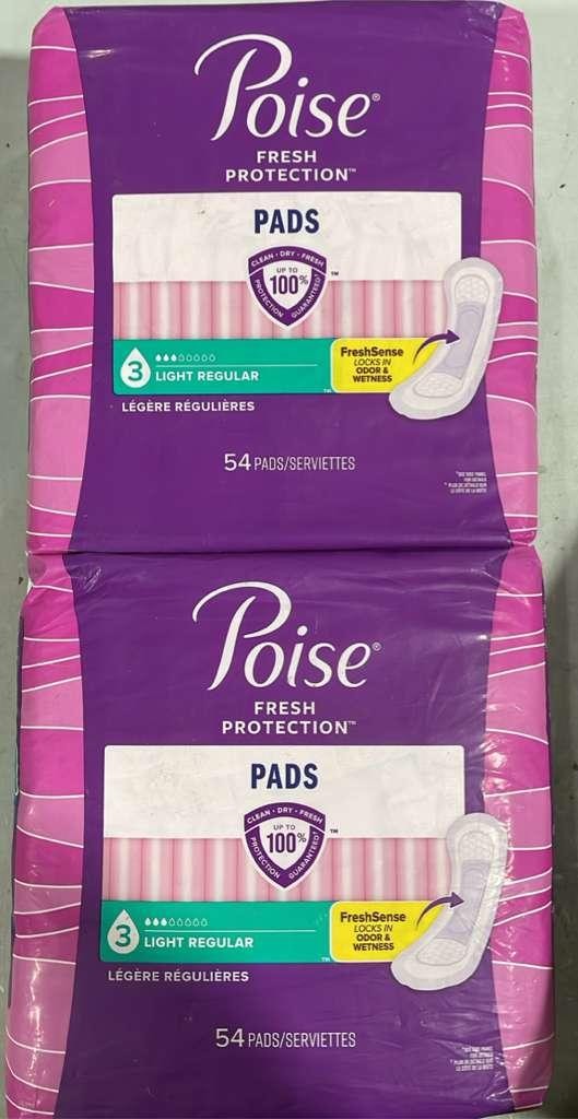 108 Count Poise Incontinence & Postpartum Pads for Bladder Leaks, 3 Drop Light