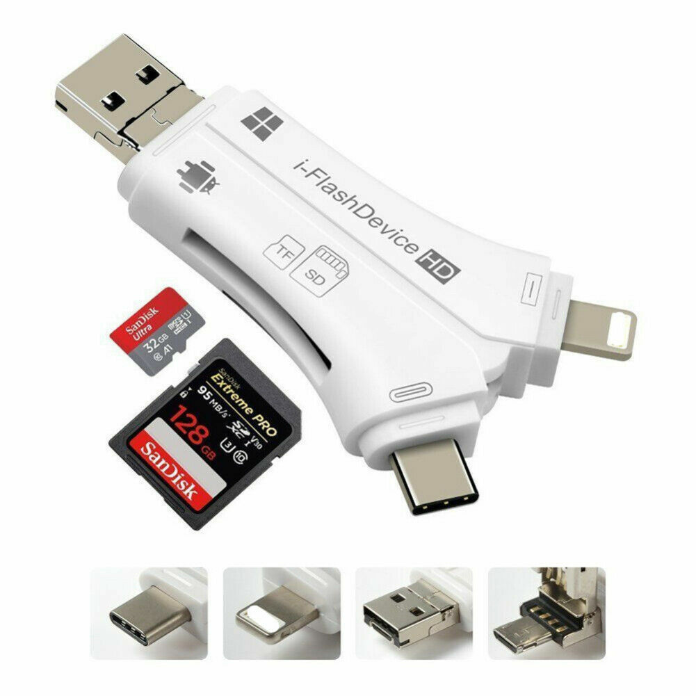 4in1 USB i-Flash Drive Micro SD/TF Memory Card Reader Adapter For Android iPhone