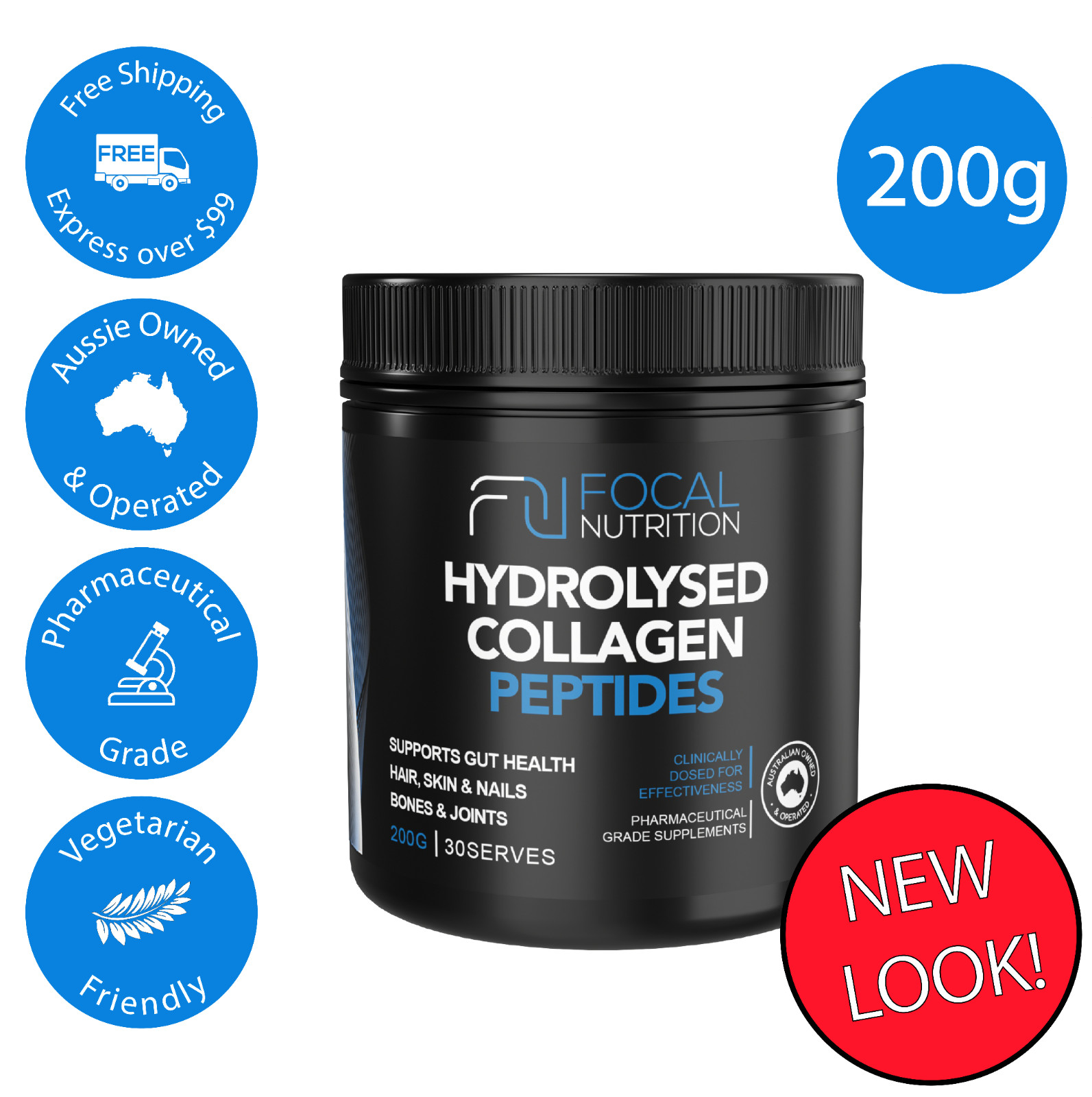 100% PURE HYDROLYSED BOVINE COLLAGEN PEPTIDES 200G