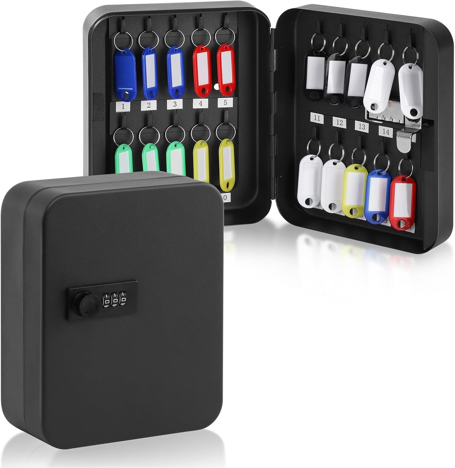 20 Key Storage Lock Box with Code Key Cabinet Organizer Wall Mount Combination