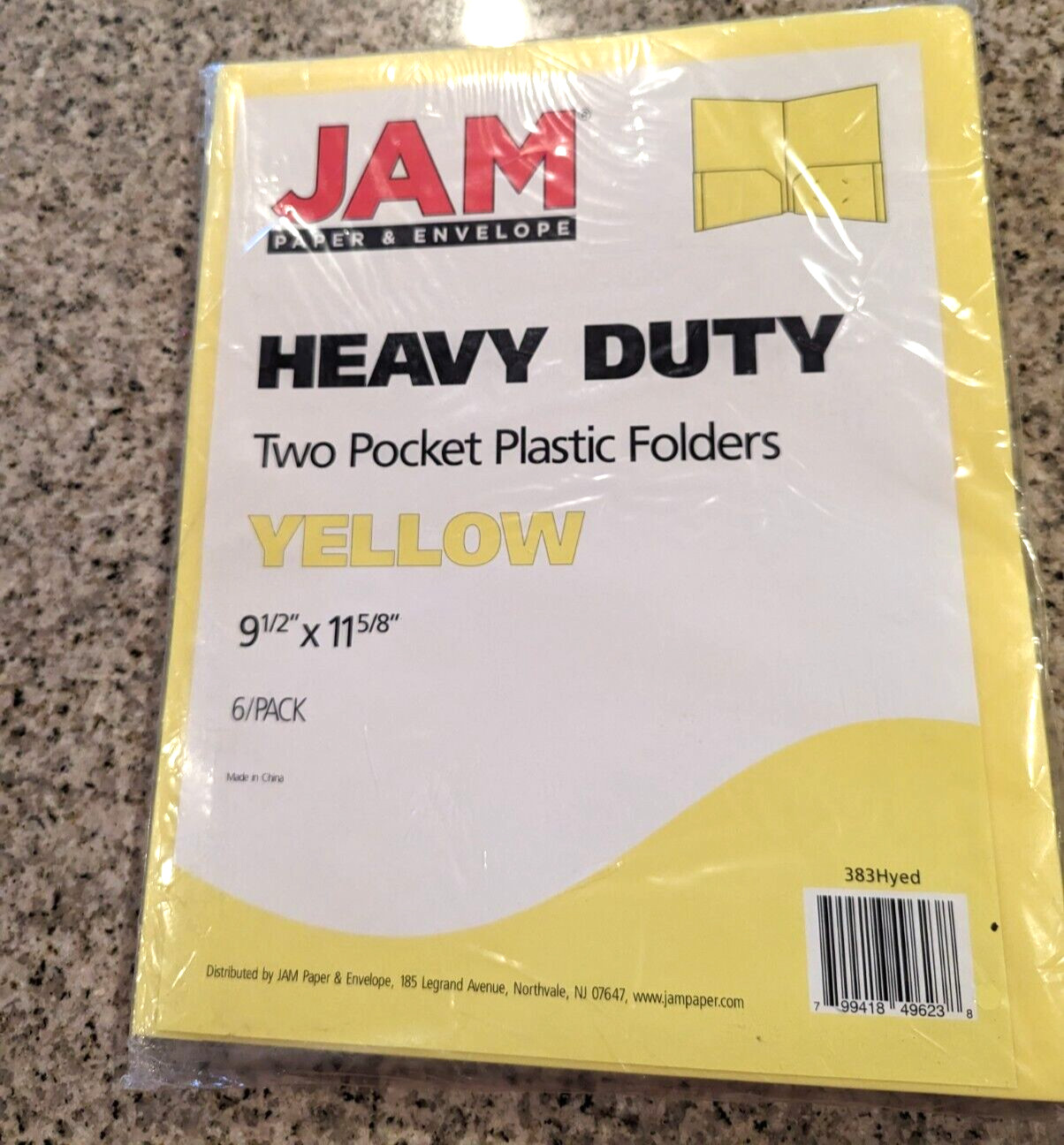 JAM Paper Heavy Duty Plastic Two-Pocket School Folders Yellow 383HYED
