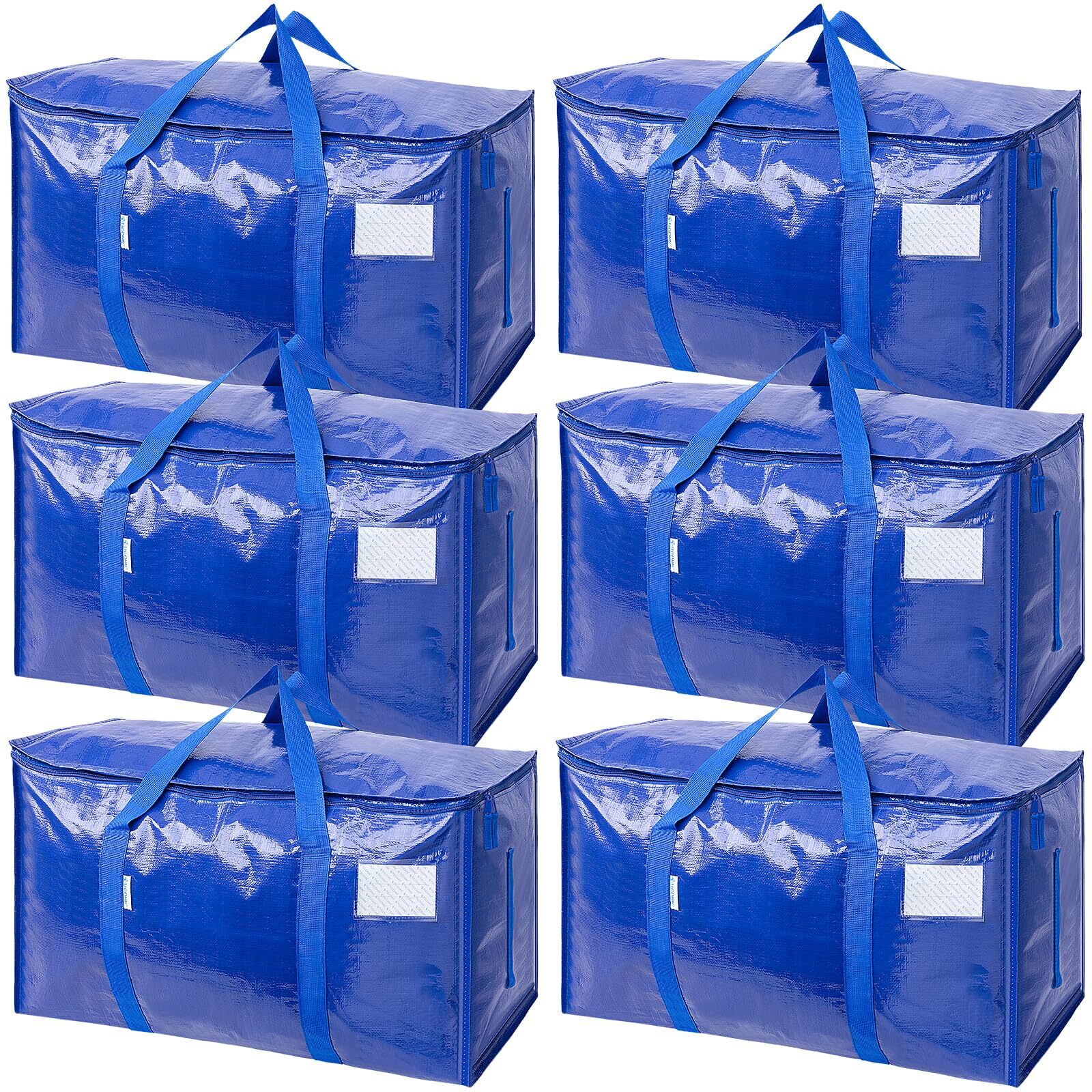 6 Pack Extra Large Moving Bags With Zippers & Carrying Handles Heavyduty Storage