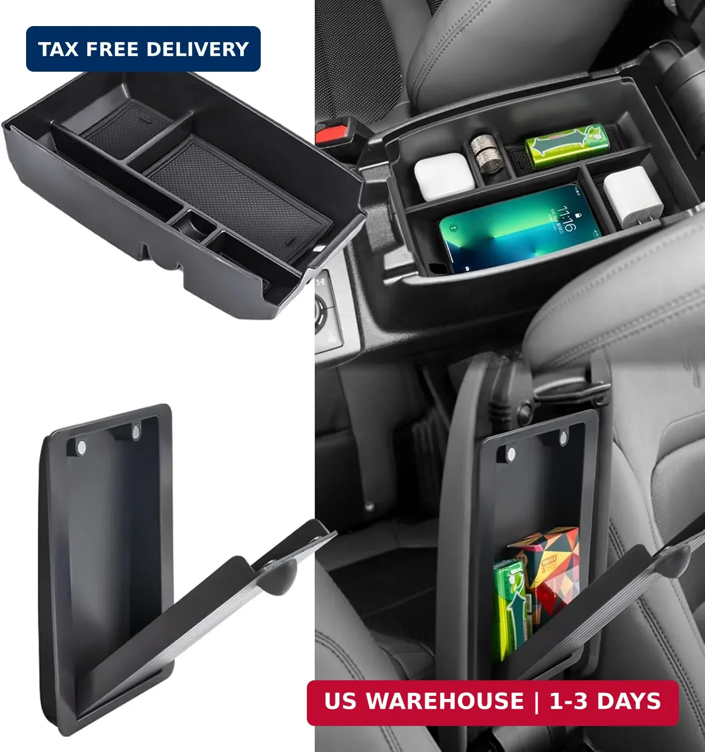 2PCS Center Console Organizer Compatible with 2021-2026 Ford Bronco Sport/ 2020-
