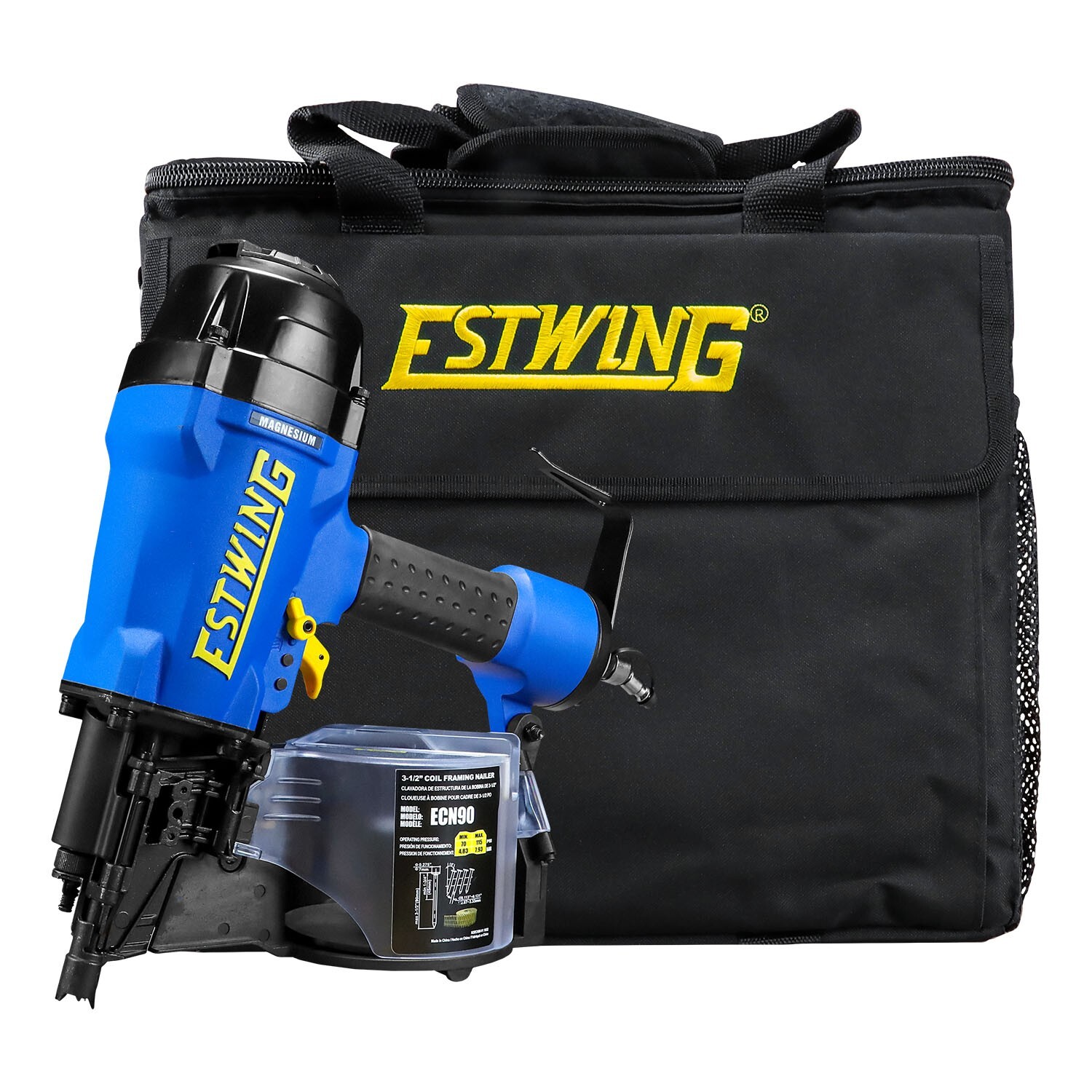 Estwing ECN90 Pneumatic 15 Degree 3-1/2" Coil Framing Nailer with Bag