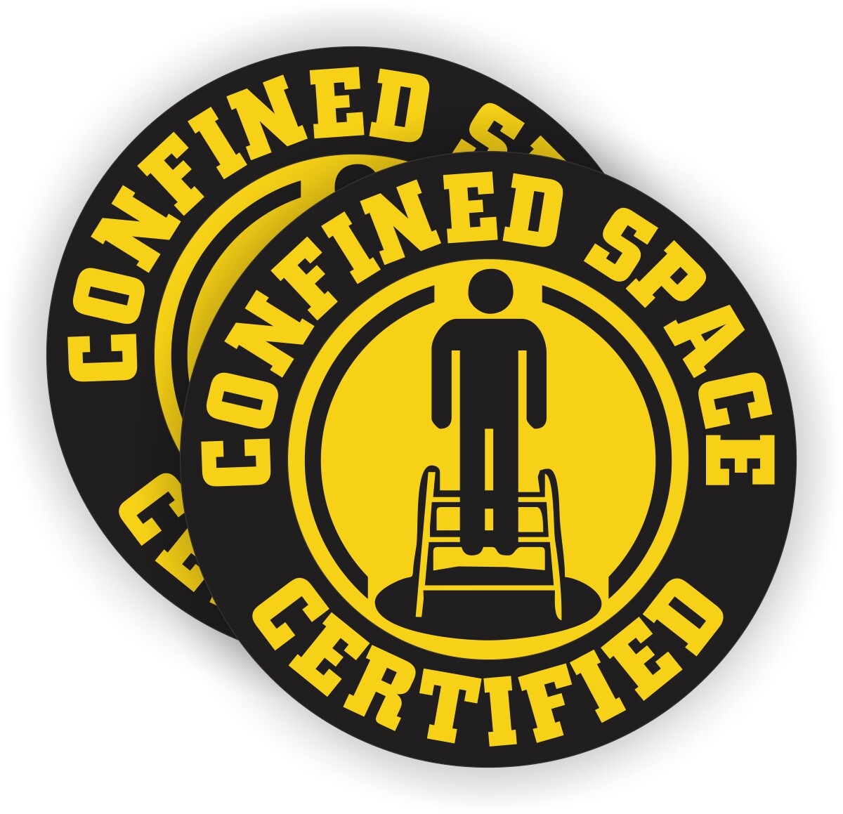 (2) Confined Space Certified Hard Hat Stickers Safety Helmet Decals Labels -YLW