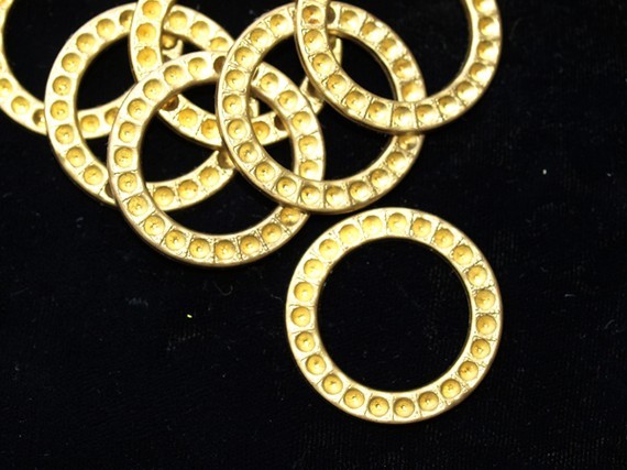 6x LOT of  Vintage Stamped Brass Rhinestone Settings Circle 1.25 inch diameter