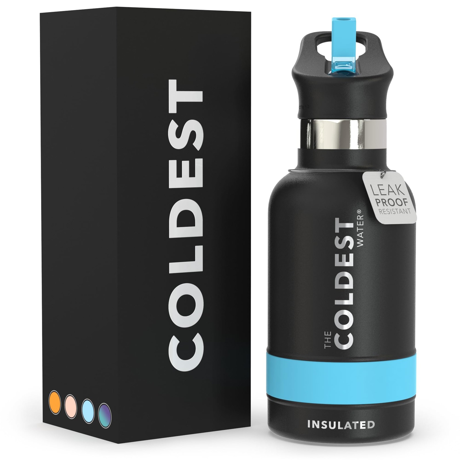 Coldest Insulated Water Bottle with Straw Lid - Stainless Steel Metal Insulat...