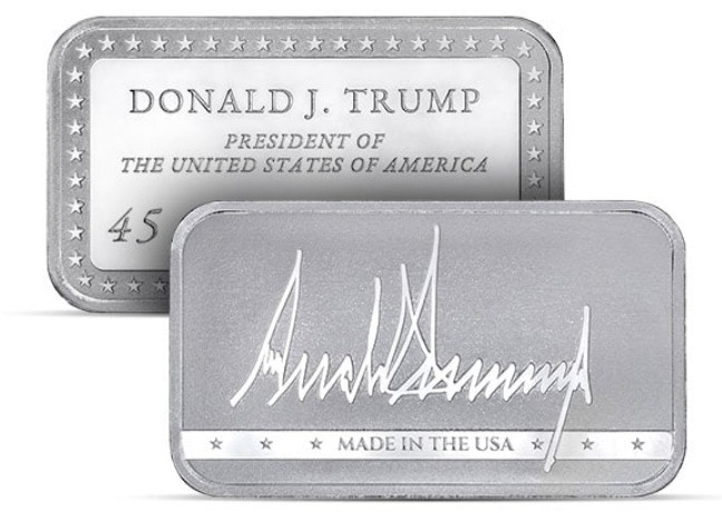 Trump Signature Presidential Silver Bar - 1 Troy Ounce, .999 Pure Silver Bar