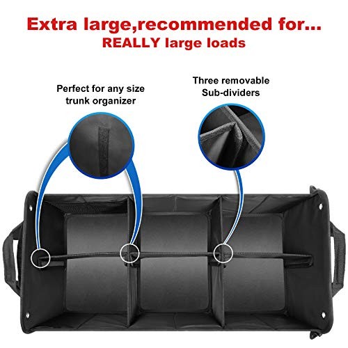 Premium Car Trunk Organizer with Lid, Multi Compartments 3 COMPARTMANTS BLACK