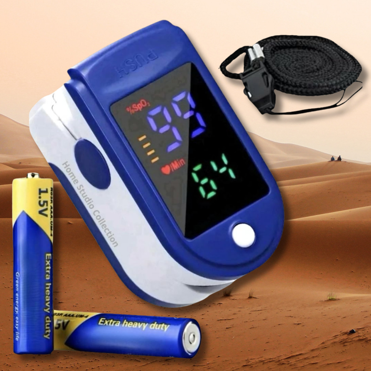 USA LK Fingertip Pulse Oximeter Blood Oxygen Monitor SpO2 Lnyr LED Batt Not Incl