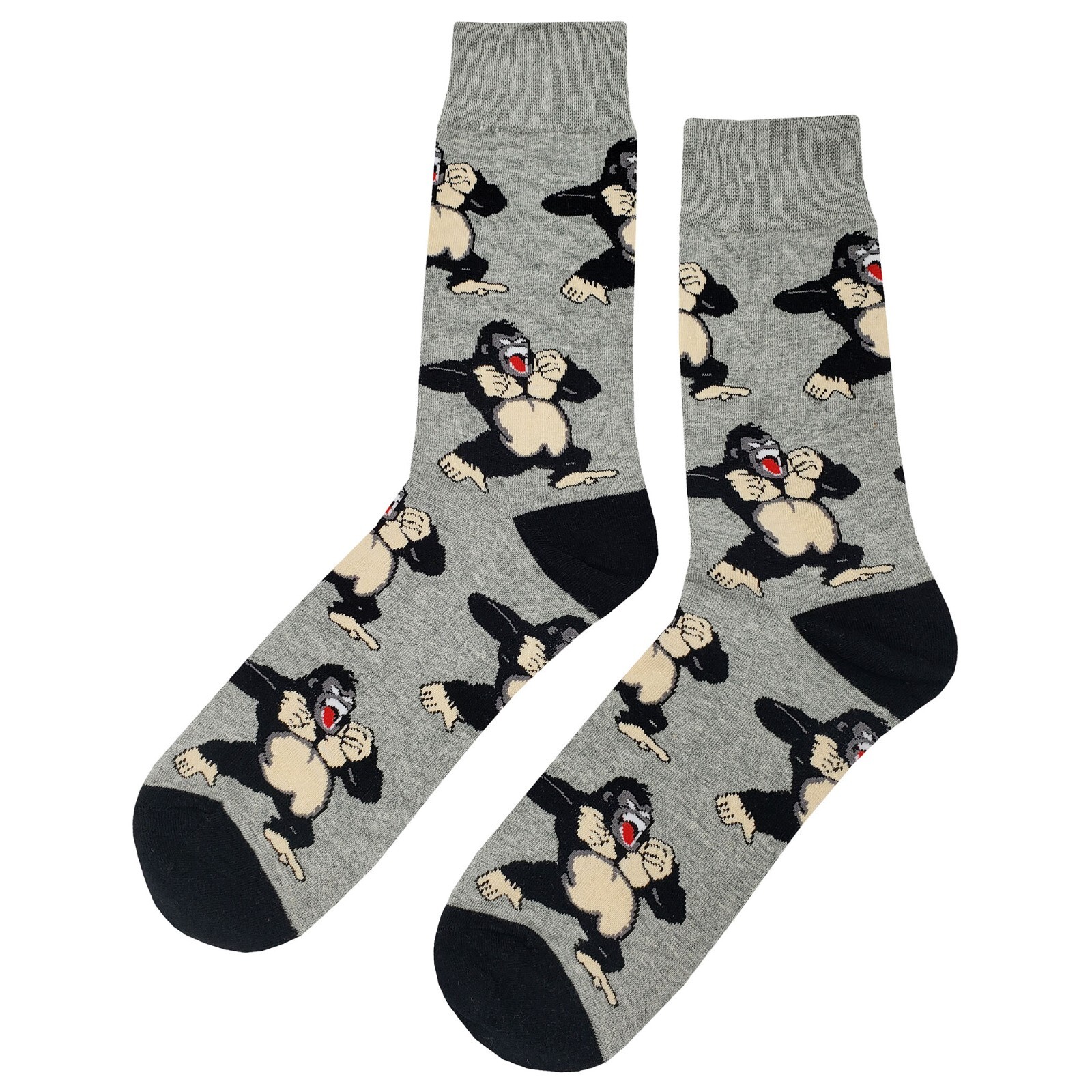 NWT Angry Gorilla Dress Socks Novelty Men 8-12 Gray Crazy Fun Sockfly
