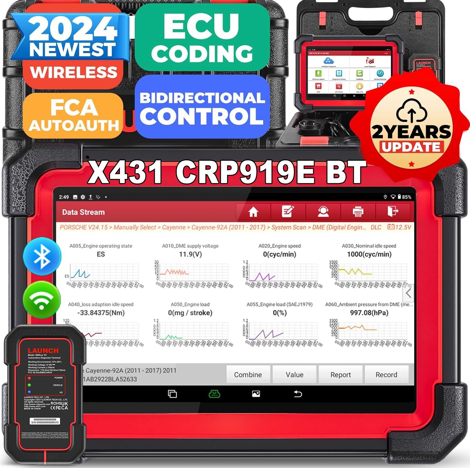 2024 LAUNCH CRP919E BT PRO Elite OBD2 Car Diagnostic Tool Key ECU Coding Scanner