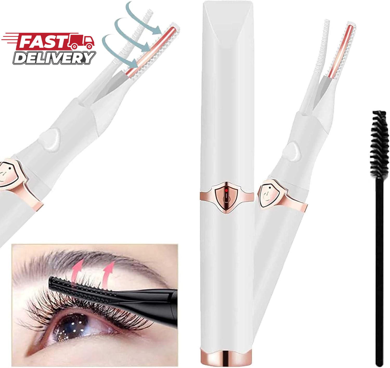 Heated Eyelash Curler USB Rechargeable 2 in 1 Clip-Type and Built-In Comb Heated