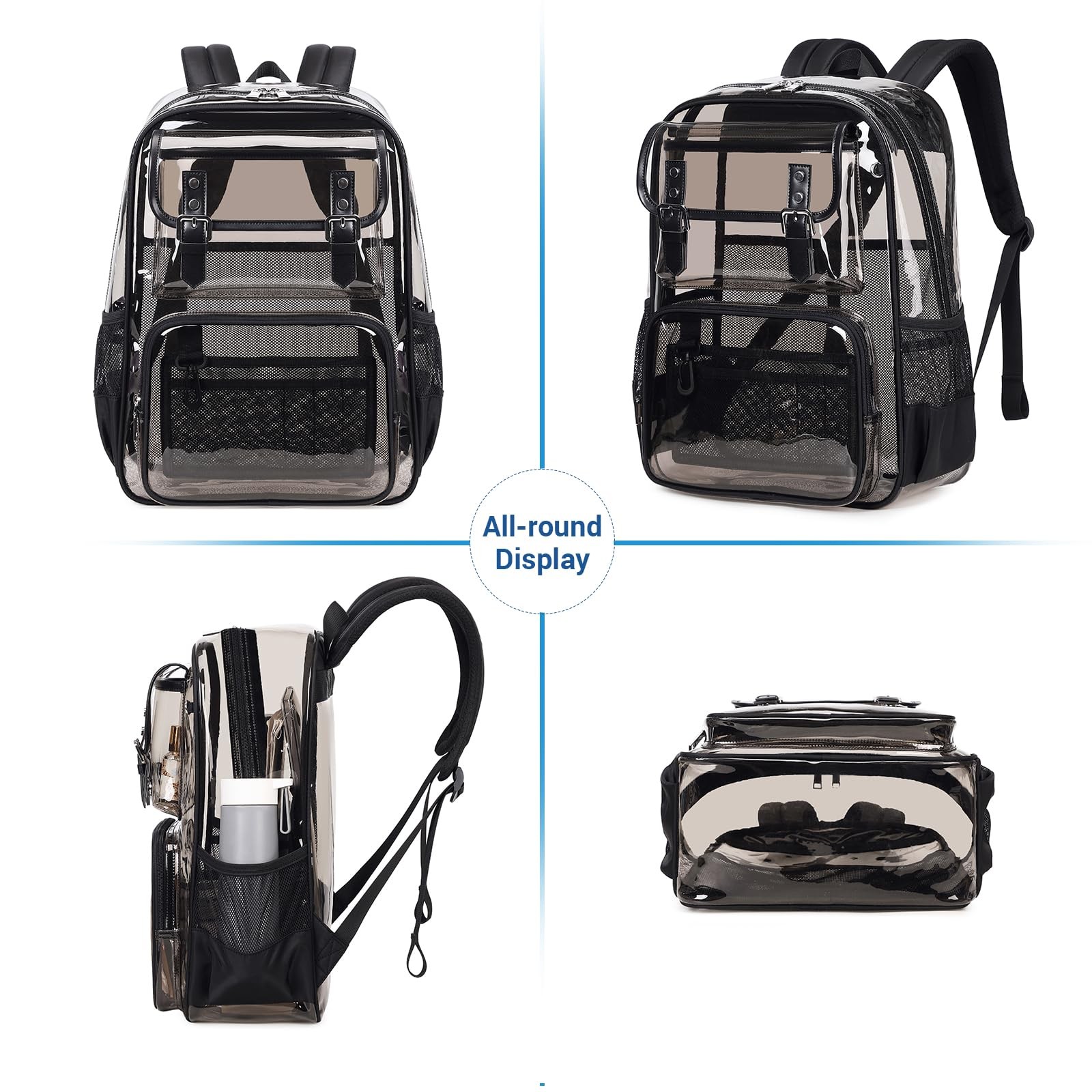 New Clear Backpack Heavy Duty PVC Clear Bookbag Transparent Backpack See Through