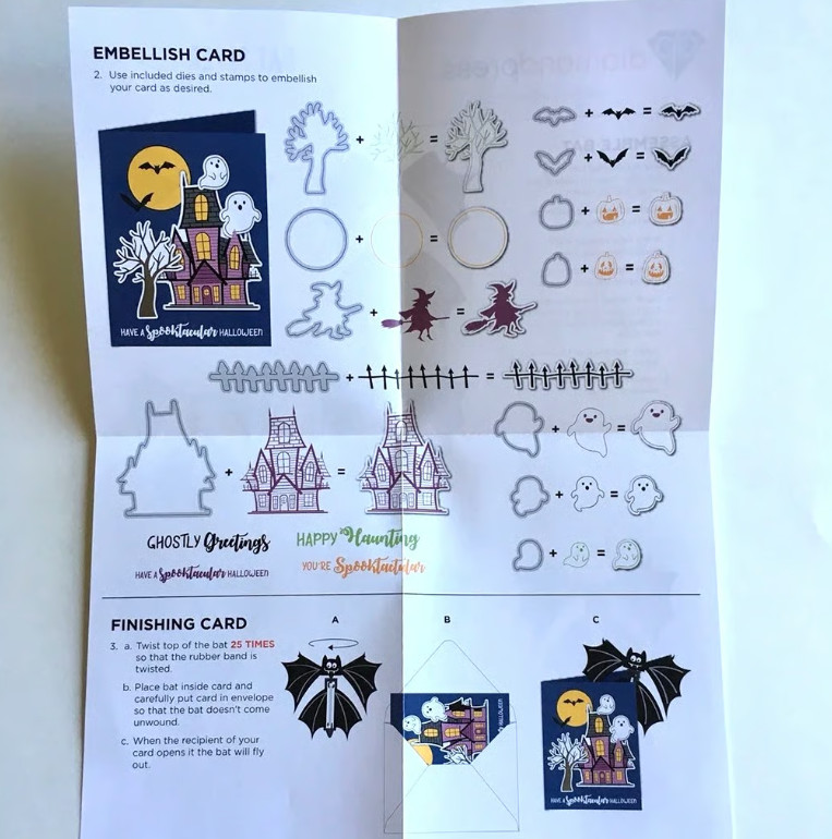 Diamond Press Bat Flyer Kit Halloween Interactive Stamp & Die Set Free Ship