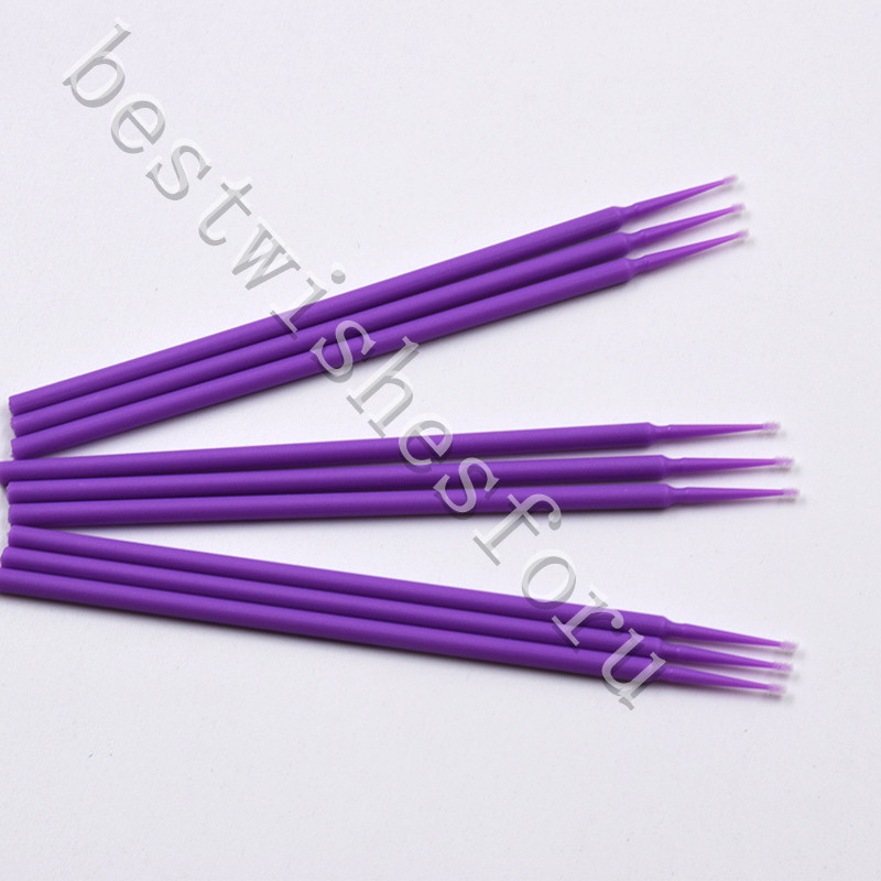 400 Pc 1.5mm Ultrafine Purple Dental Micro Brush Disposable Eyelash Applicators