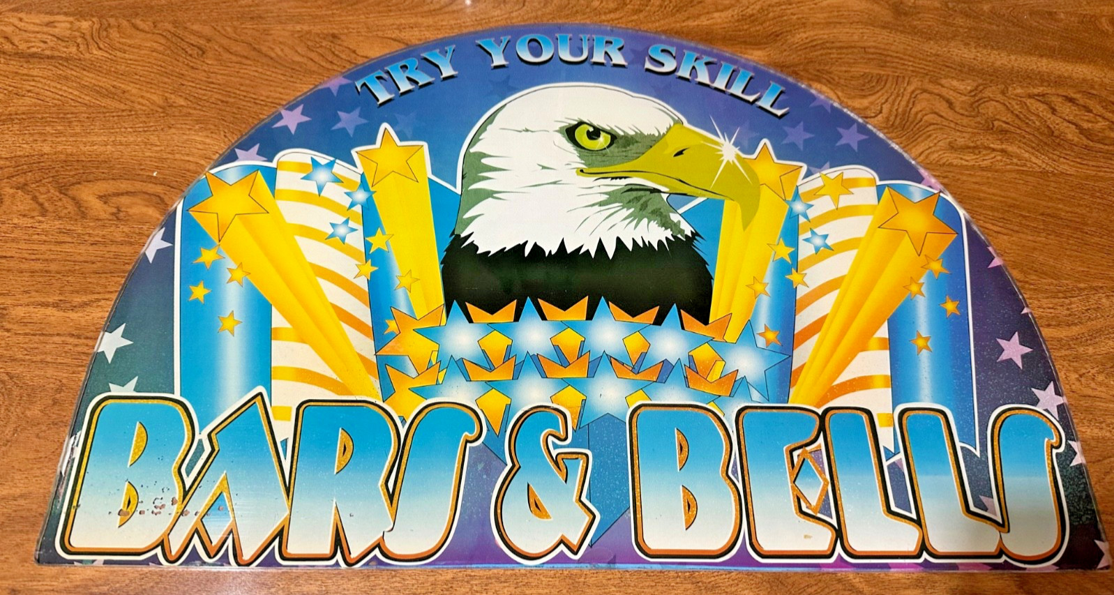 Try Your Skill Bars & Bells Eagle Slot Machine Glass Sign Marquee 20” X 13.5”