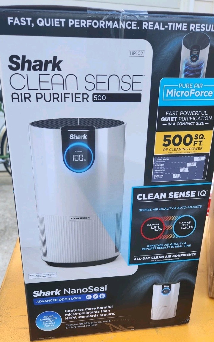 Shark HP102 Air Purifier with True HEPA Clean Sense IQ, Odor Lock - White NEW