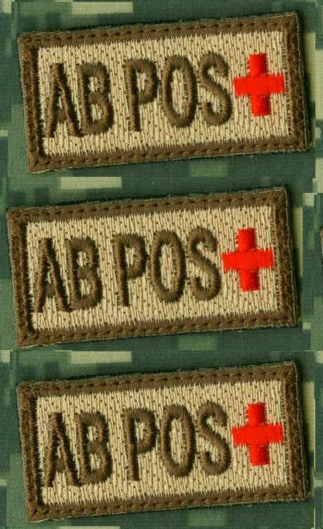 AFG-PAK JSOC SPECIAL WARFARE OPERATOR BLOOD-TYPE 1"X2" vel©®⚙ 3-TAB SET: AB POS+