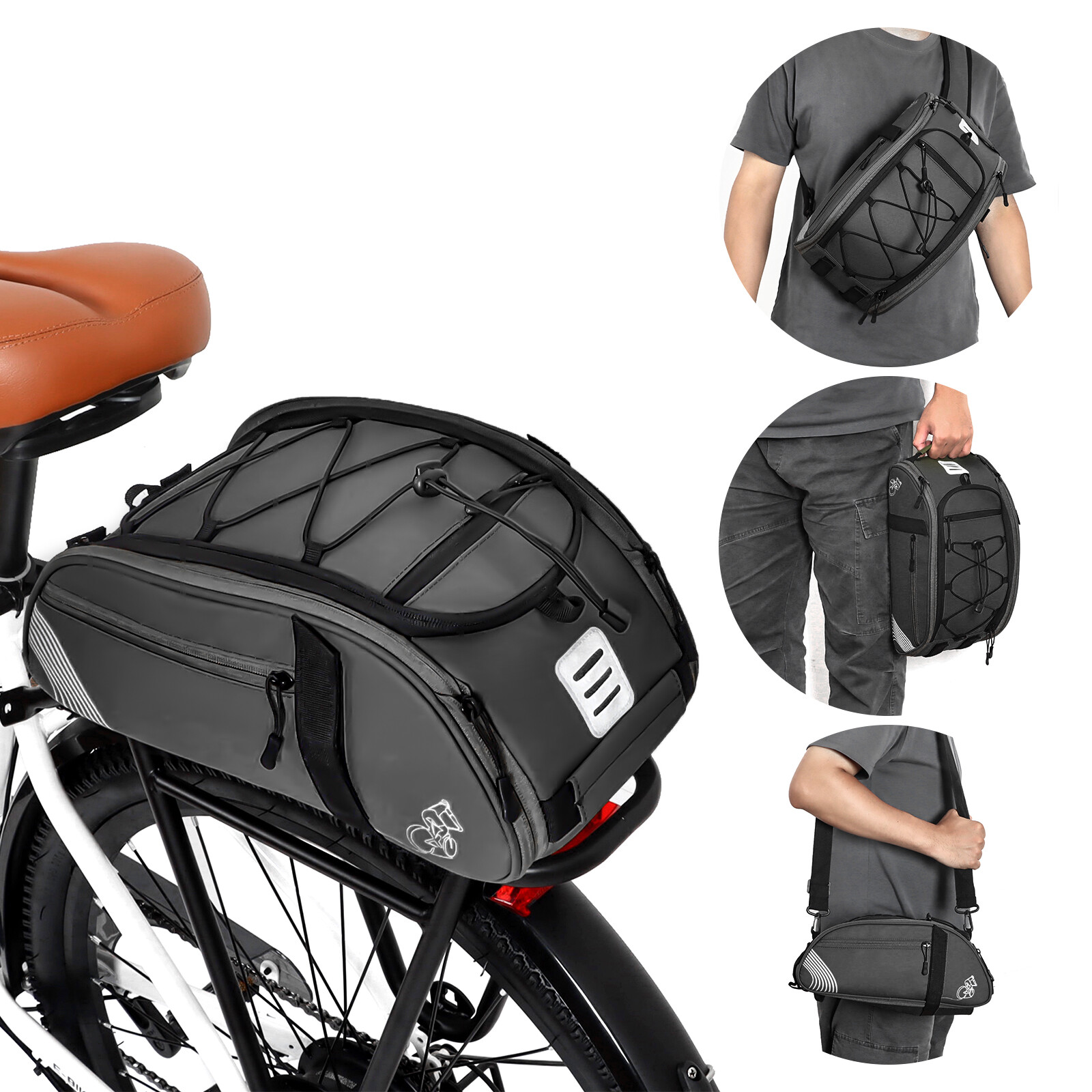 Waterproof Bike Rack Bag Bicycle Trunk Backseat Rear Seat Cycling Bag black