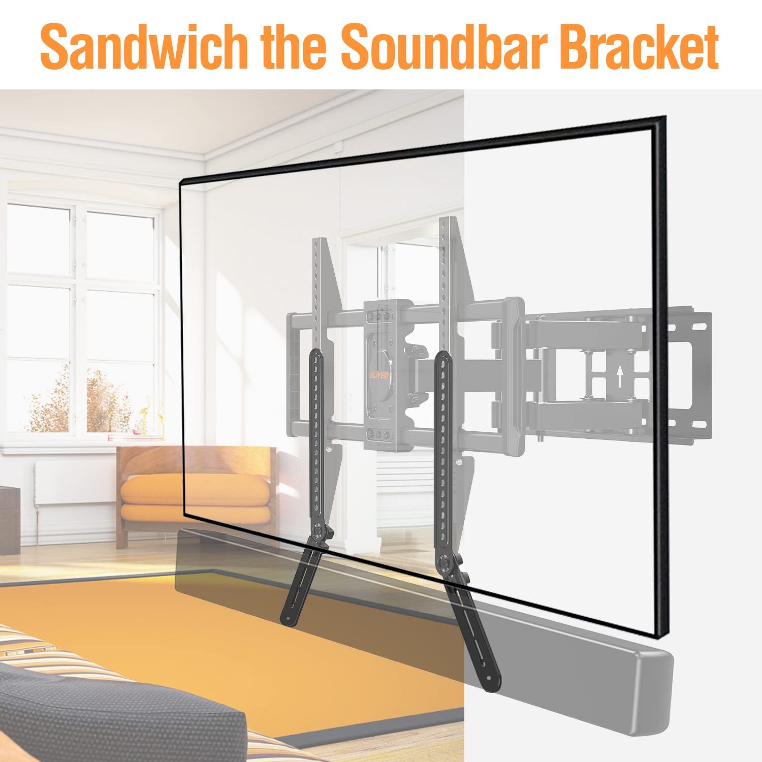 Soundbar Mount, Sound Bar TV Bracket, for Mounting Above or Under TV, Fits Mo...