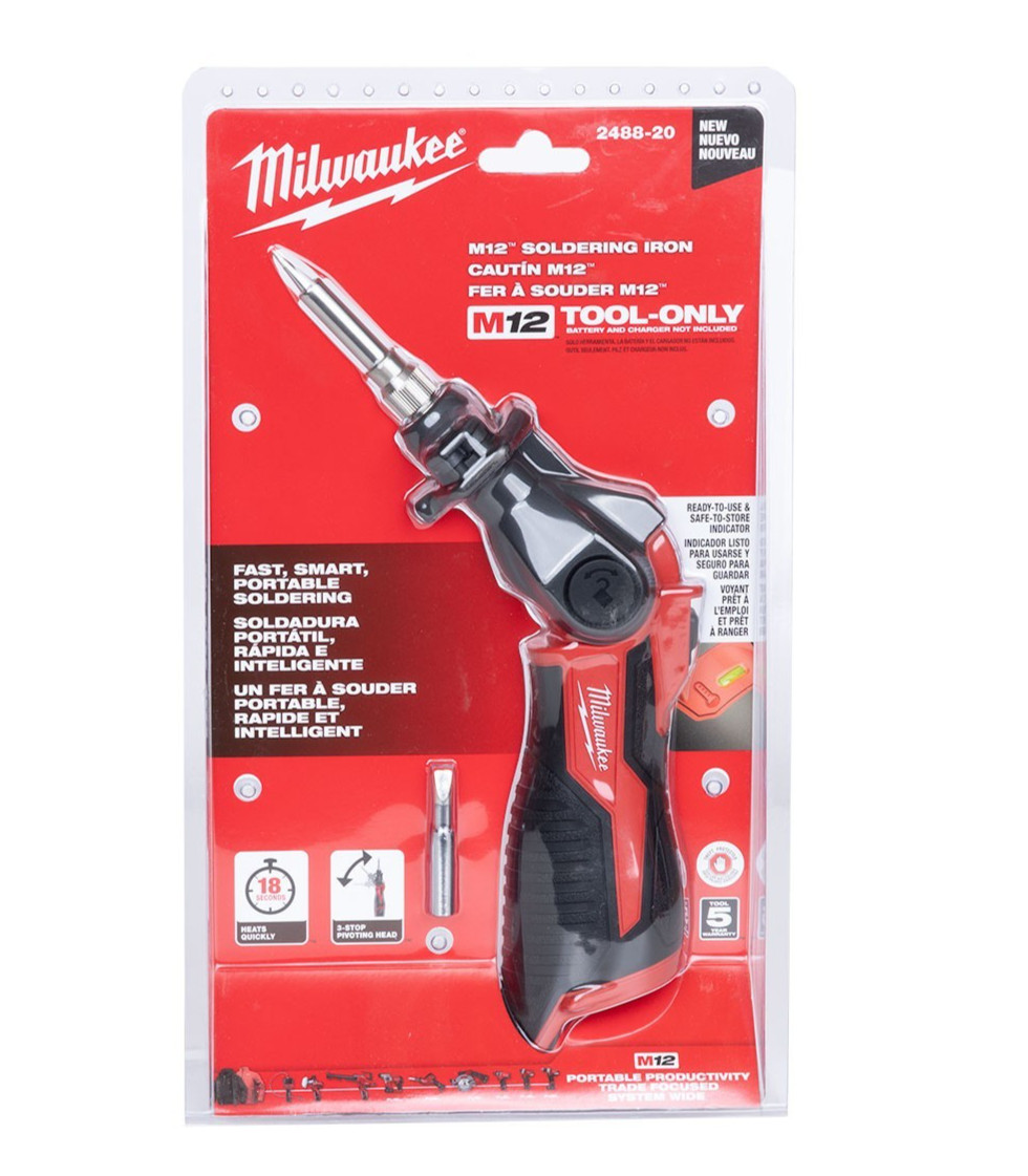 Milwaukee 2488-20 M12 12 Volt Cordless Soldering Iron with Pivoting Head