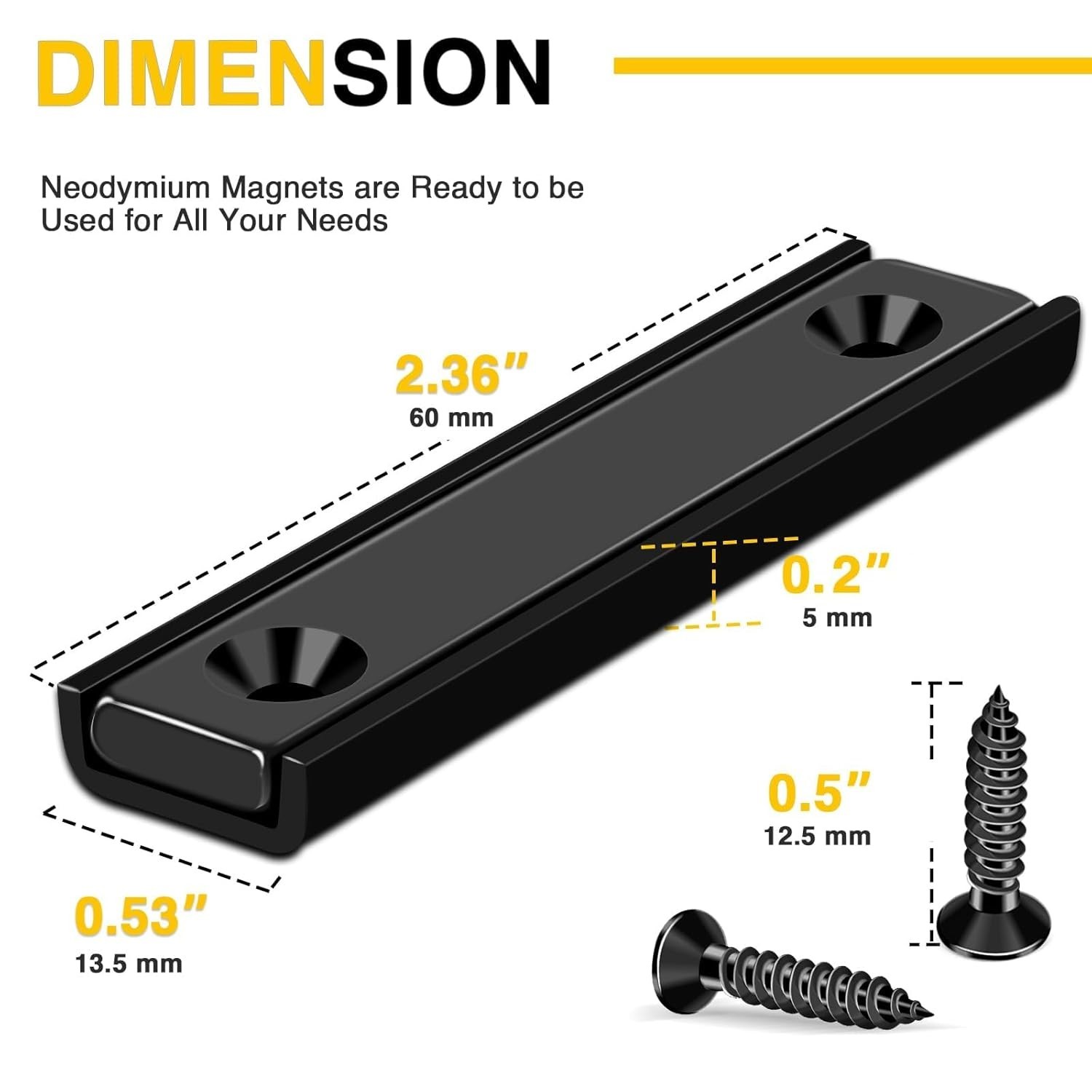 8-Pack Neodymium Rectangular Magnets with 80LBS Pulling Force for Diverse Use